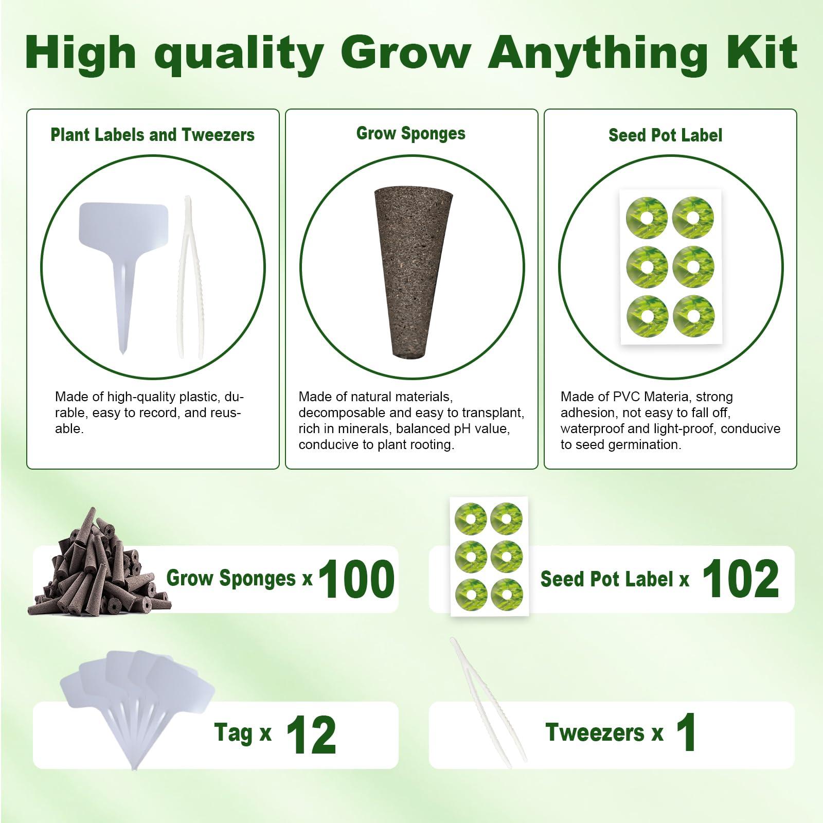 215 Pack Hydroponic Pods Supplies for Aerogarden Pods, Grow Sponges for Hydroponics, Seed Pods Kit with 100 Grow Sponges, 102 Pod Labels,12 Plant Labels, 1 Tweezer for Hydroponic Indoor Garden System - Image 4