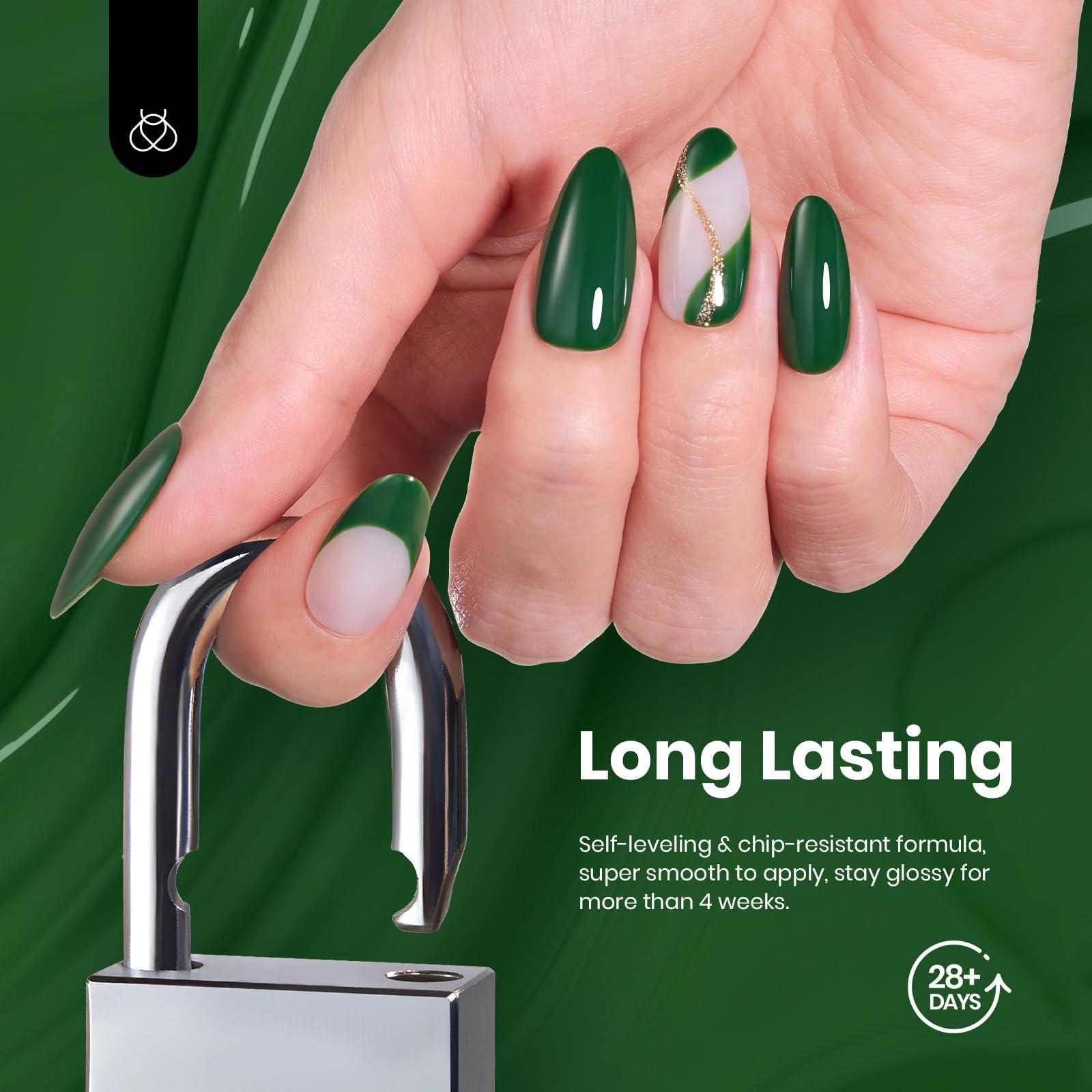 Beetles Spring Gel Nail Polish Set, 6 Colors 15ML Green Gel Nail Polish Kit Misty Gray Dark Green Baby Blue Full Size Nail Gel Polish Soak Off UV Lamp DIY Manicure Gel Gifts for Women - Image 5