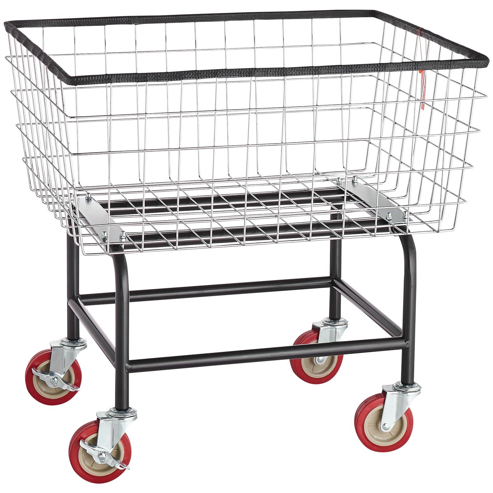 VEVOR Wire Laundry Cart, 2.8Bushel Wire Laundry Basket with Wheels, 26.7''x21.7''x26.4'' Commercial Wire Laundry Basket Cart, Steel Frame with Chrome Finish, 4" Casters - Image 8