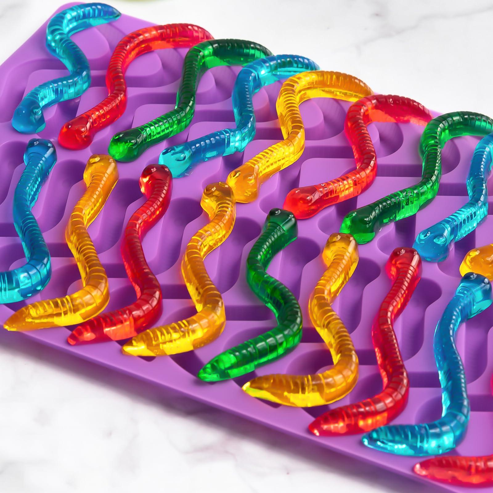 HKUCFTT Large Gummy Bear and Worm Mold Silicone, Candy Gummy Molds for Kids, Non-Stick Chocolate Molds BPA Free with 2 Droppers & 1 Cleaning Brush, Set of 4 - Image 6