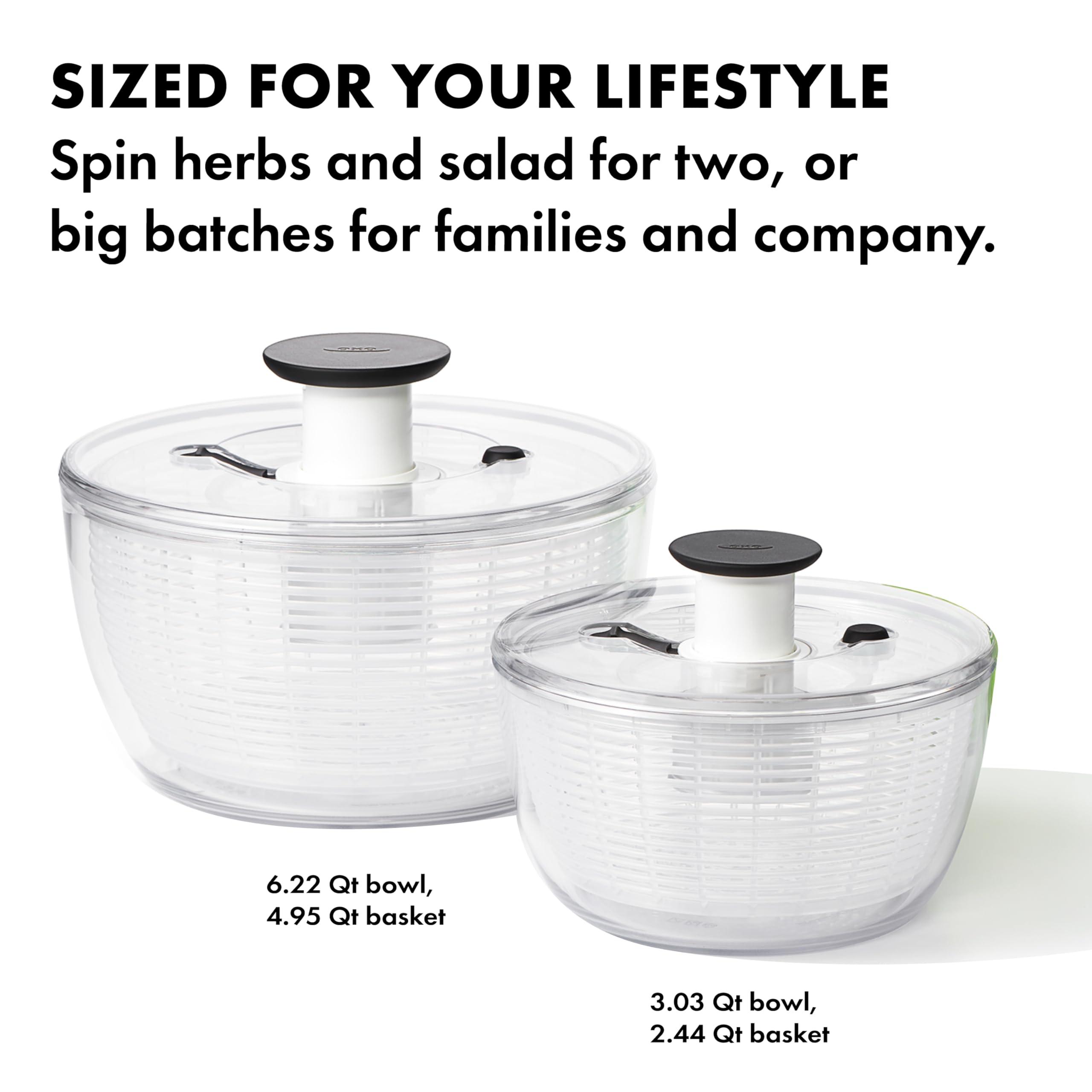 OXO Good Grips Salad Spinner | Lettuce Spinner | Fruit Washer | Fruit Washing Bowl with Strainer | Vegetable Cleaner | Salad Cleaner | Lettuce Washer | 6.22 Quart Capacity - Image 7