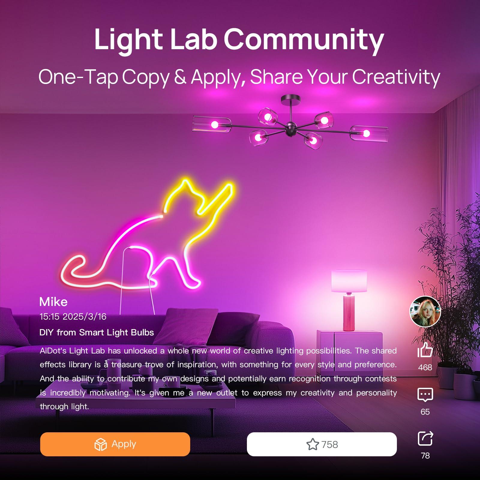 Linkind Smart Light Bulbs, Smart Bulb That Work with Alexa & Google Home, LED Light Bulbs Color Changing, 104 Preset Scene, Music Sync, A19 E26 2.4GHz RGBTW WiFi Bluetooth Light Bulb 60W, 800LM, 4Pack - Image 7