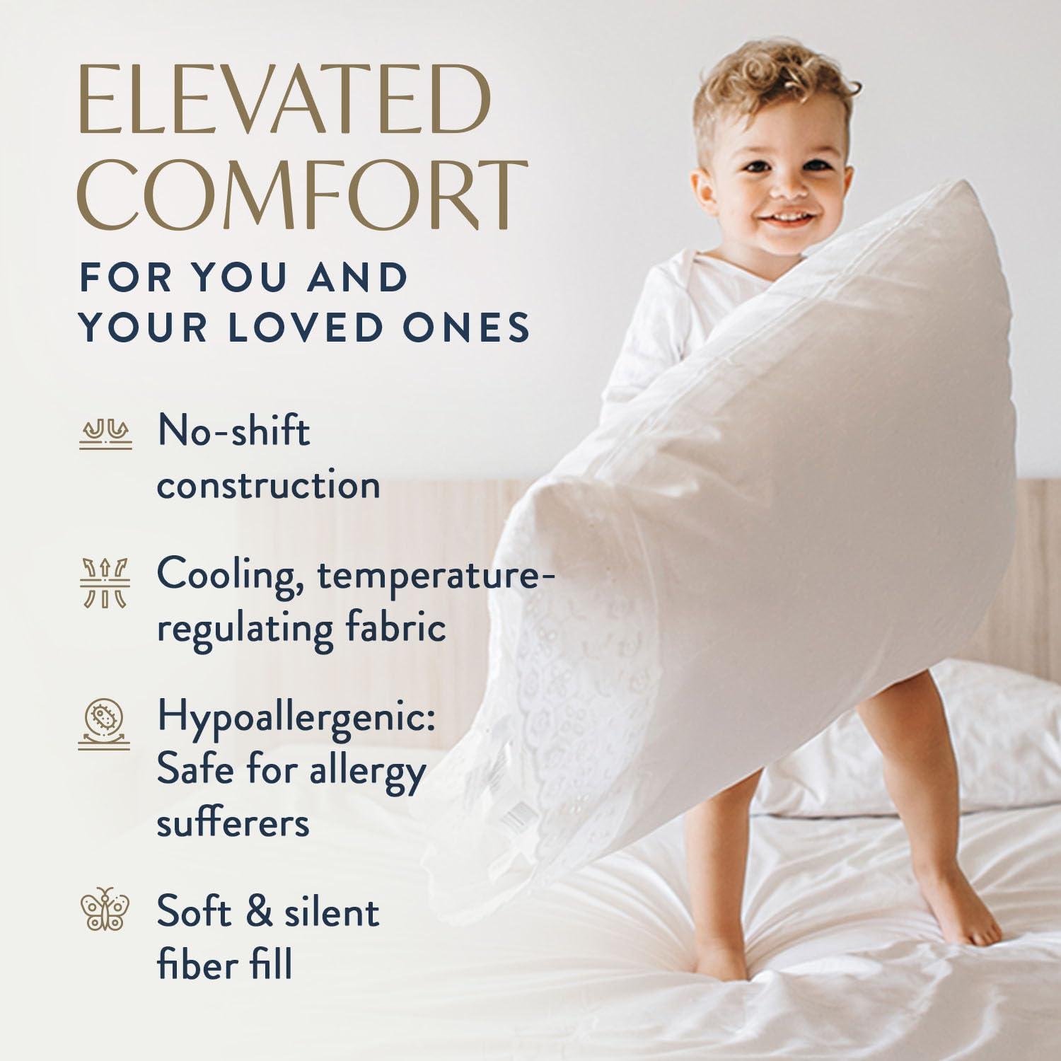 Digital Decor 100% Cotton Hotel Pillows, U.S. Made Hypoallergenic Pillows with Down Alternative Fiber Fill for Side & Back Sleepers, Set of 2, Three Comfort Levels, (Soft, Medium, Firm) Soft - Image 4