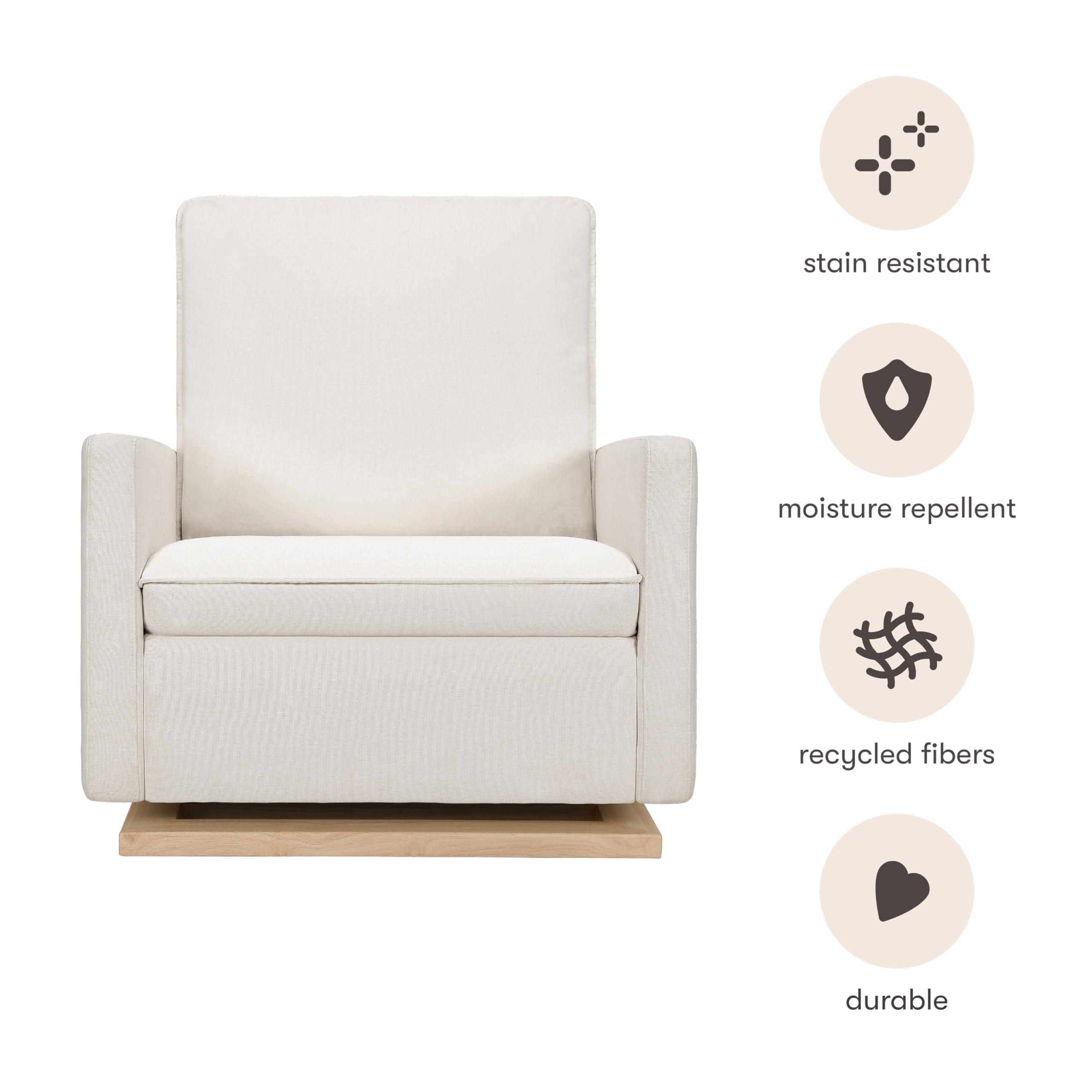 babyletto Cali Pillowback Chair and a Half Glider in Performance Cream Eco-Weave with Light Wood Base, Water Repellent & Stain Resistant, Greenguard Gold and CertiPUR-US Certified - Image 6