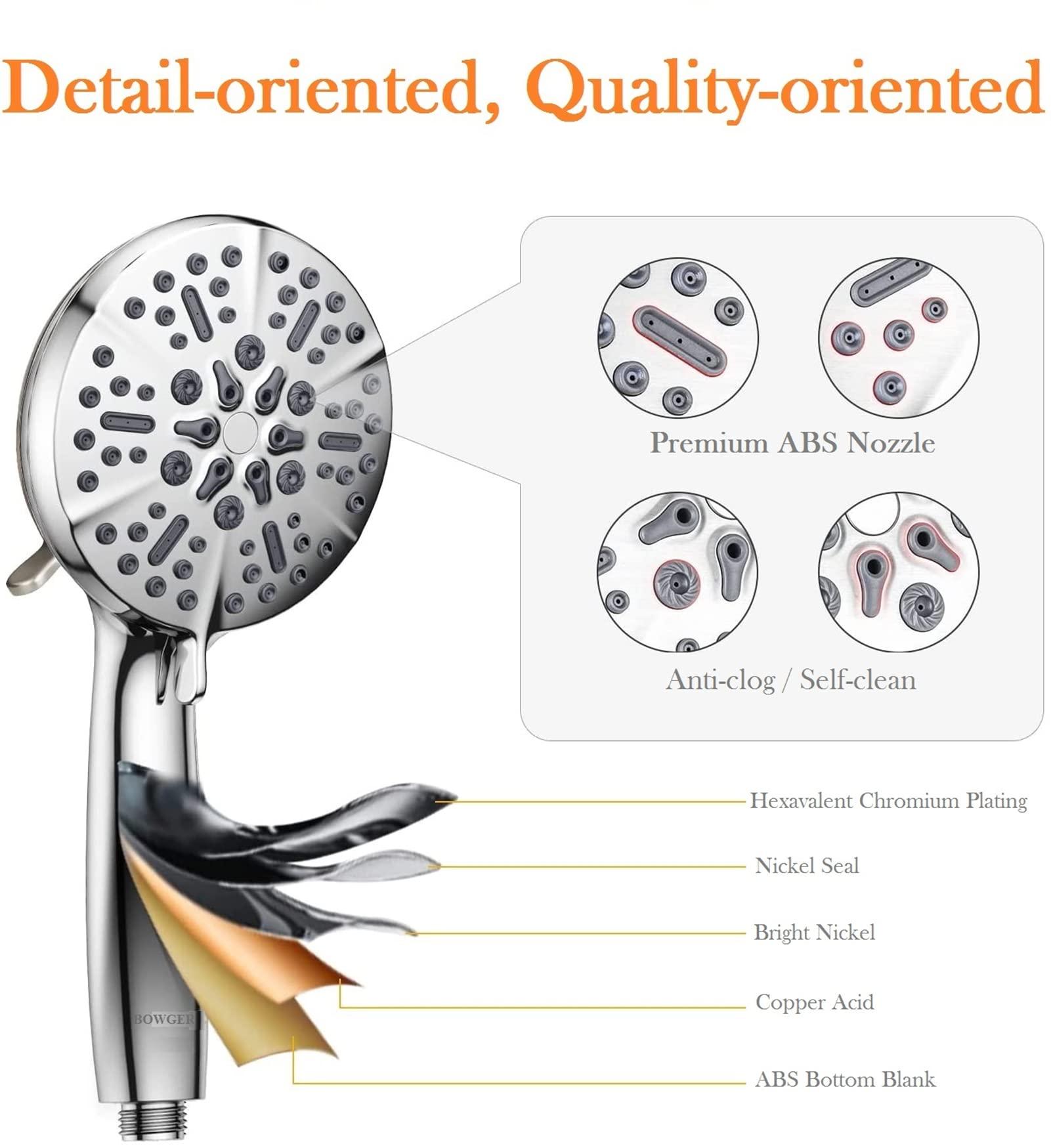 Shower Head with Handheld High Pressure-Full Body Coverage Powerful Rain Showerhead Extra 60" Long Hose and Adjustable Brass Joint Holder- The Perfect Detachable Heads for Bathroom Upgrade - Image 6