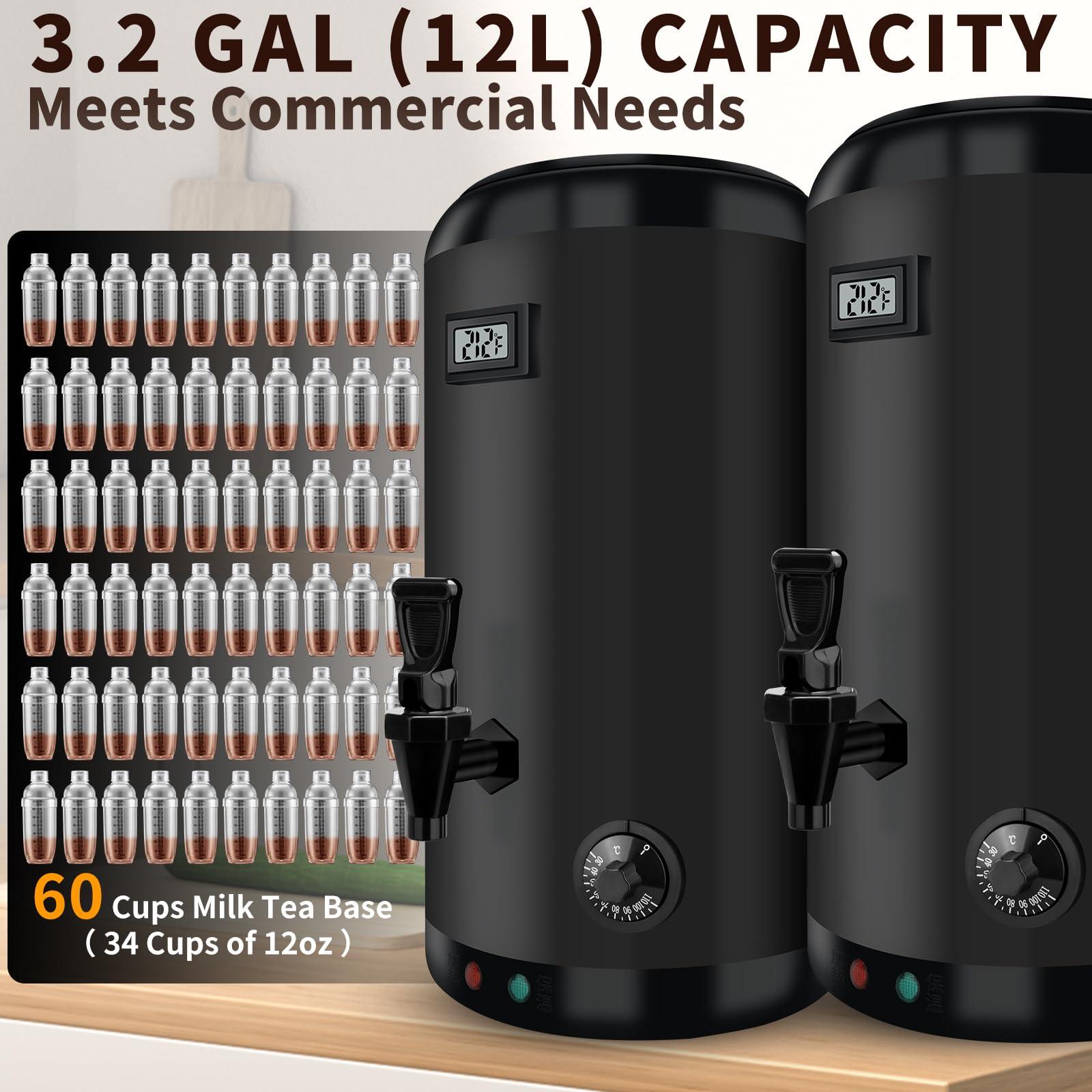 Nalison Electric Heating Insulated Beverage Dispenser-75 Cup Hot Drink Beverage for Catering-Stainless Steel Hot Beverage Dispenser 12 L/3.2 Gallon Coffee Urn with Spigot for tea,Juice (black) - Image 4