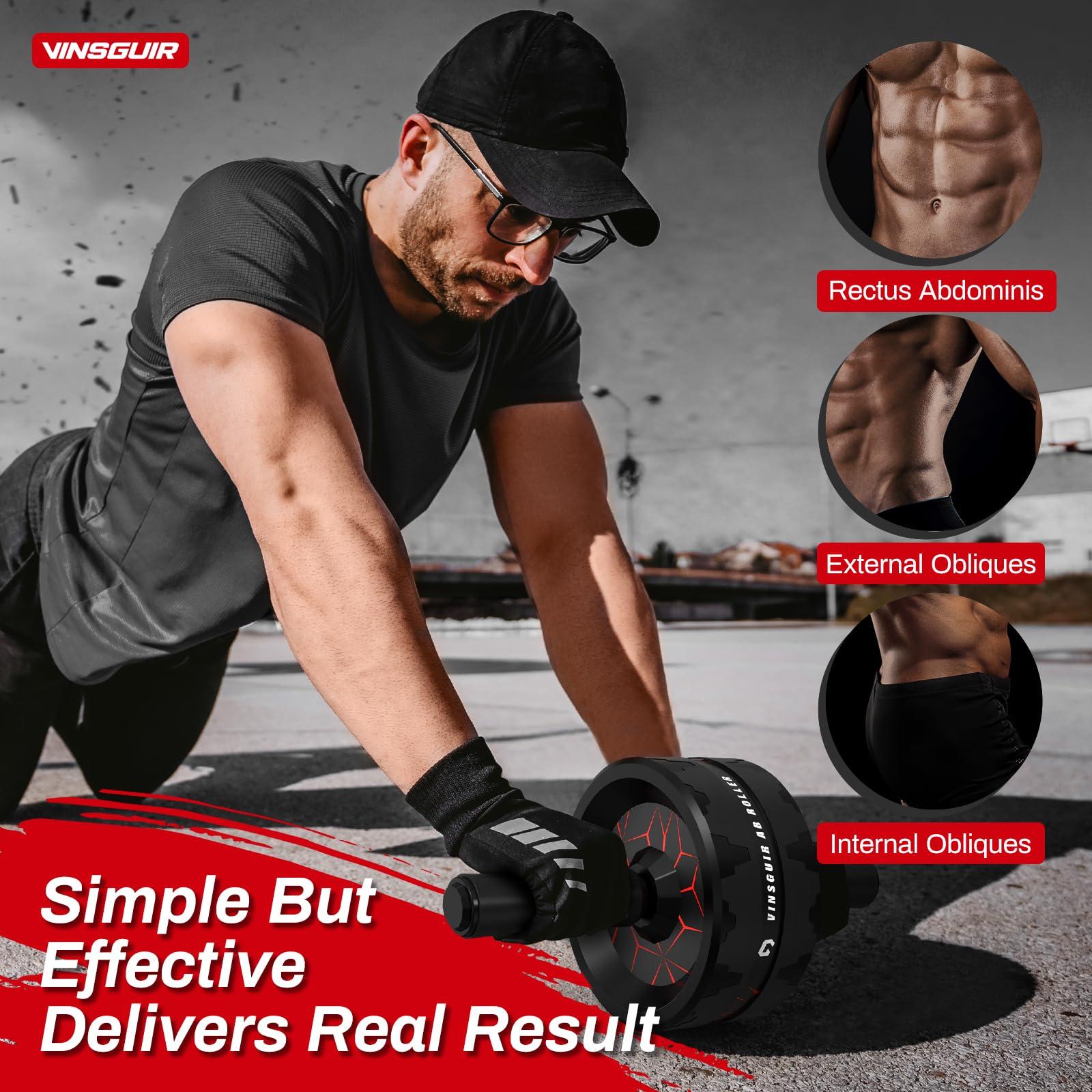 VINSGUIR Ab Roller Wheel, Abs & Core Workout Equipment for Home Gym with Knee Pad Accessories, Abdominal Wheel for Full-body Strength Training - Image 3