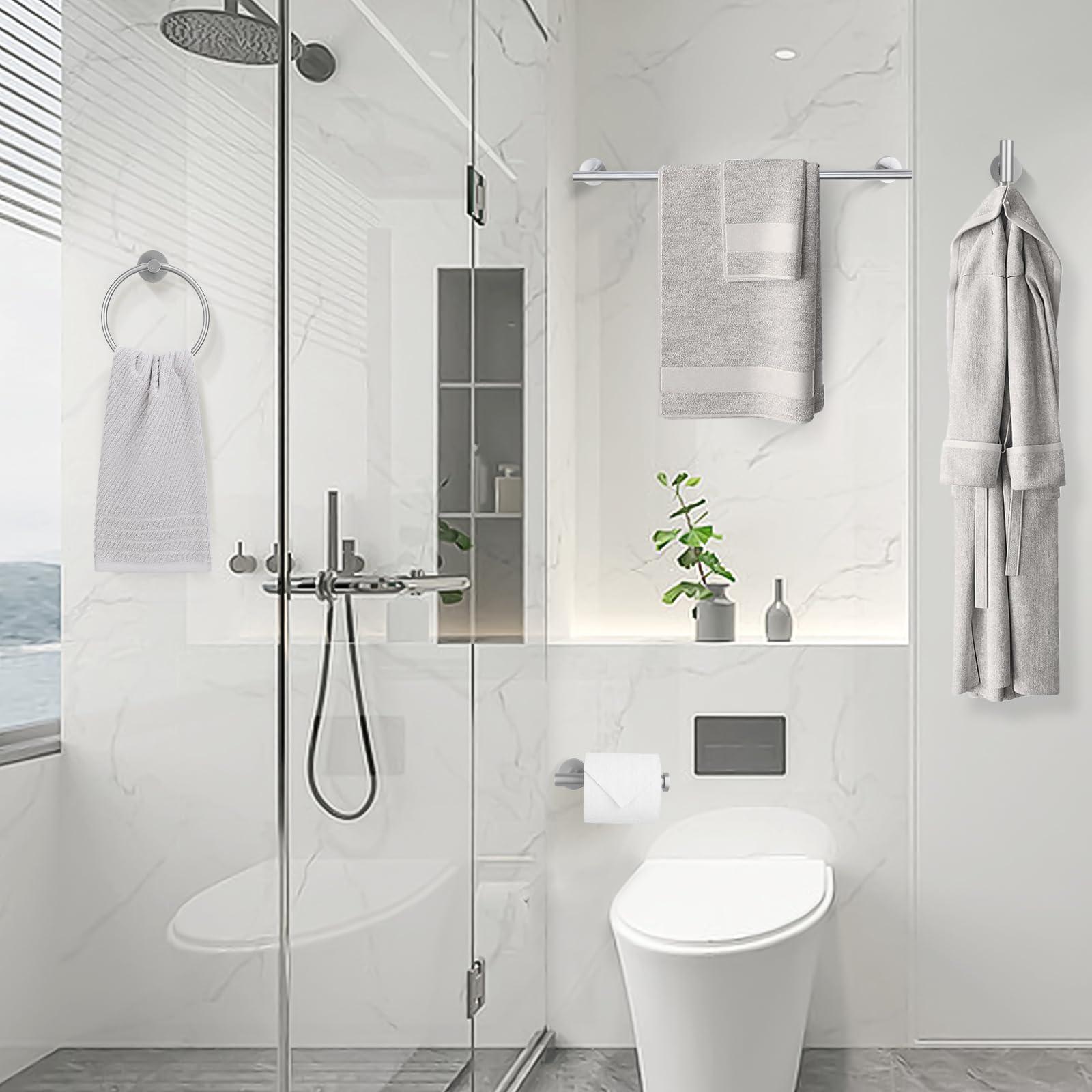 YACVCL 10 Pieces Brushed Nickel Bathroom Hardware Accessories Set, 27.5 Inch Towel Bar Set SUS304 Stainless Steel Towel Holder Set for Bathroom,Wall Mounted Towel Rack Set - Image 2