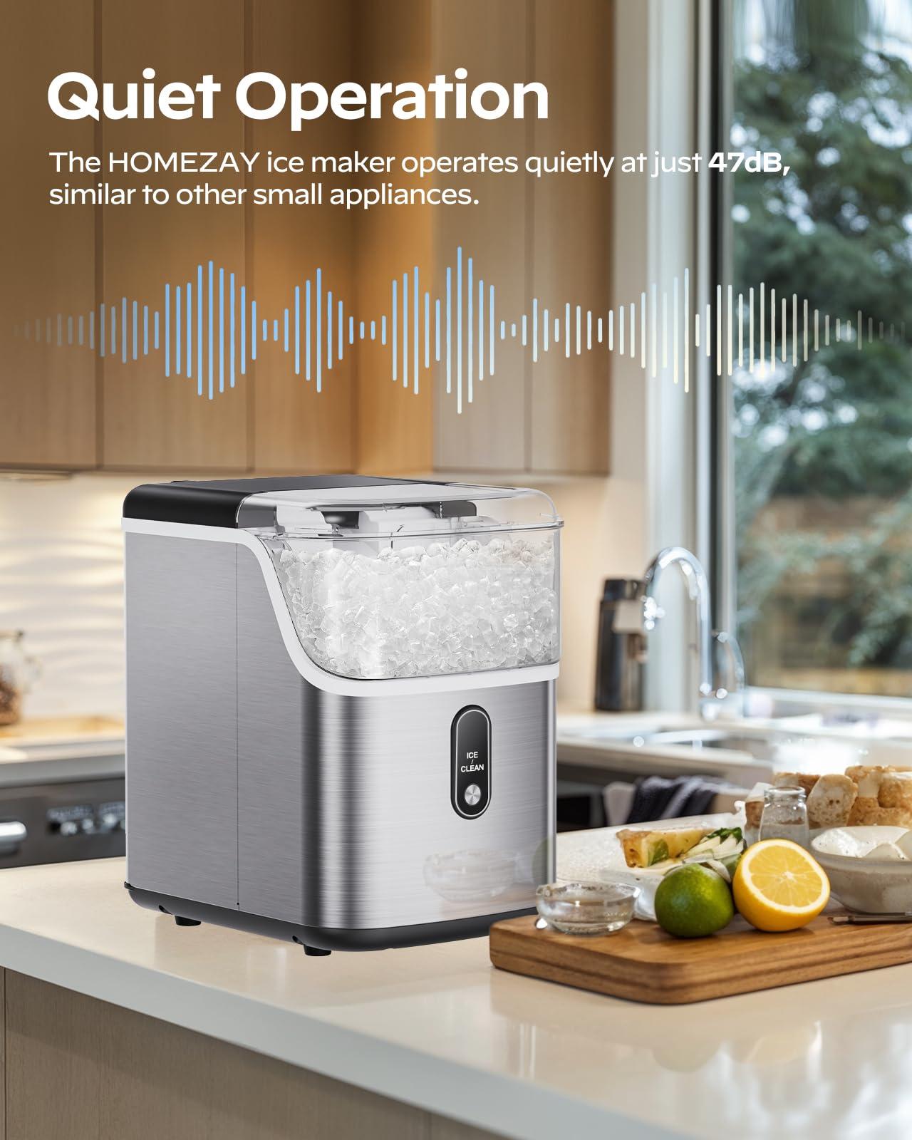 Nugget Ice Maker Countertop, HOMEZAY Pebble Ice Maker with Soft Chewable Pellet Ice, 33 lbs per Day, Compact Ice Machine with Self-Cleaning & LED Indicator for Home, Kitchen, Camping, RV, Office - Image 7