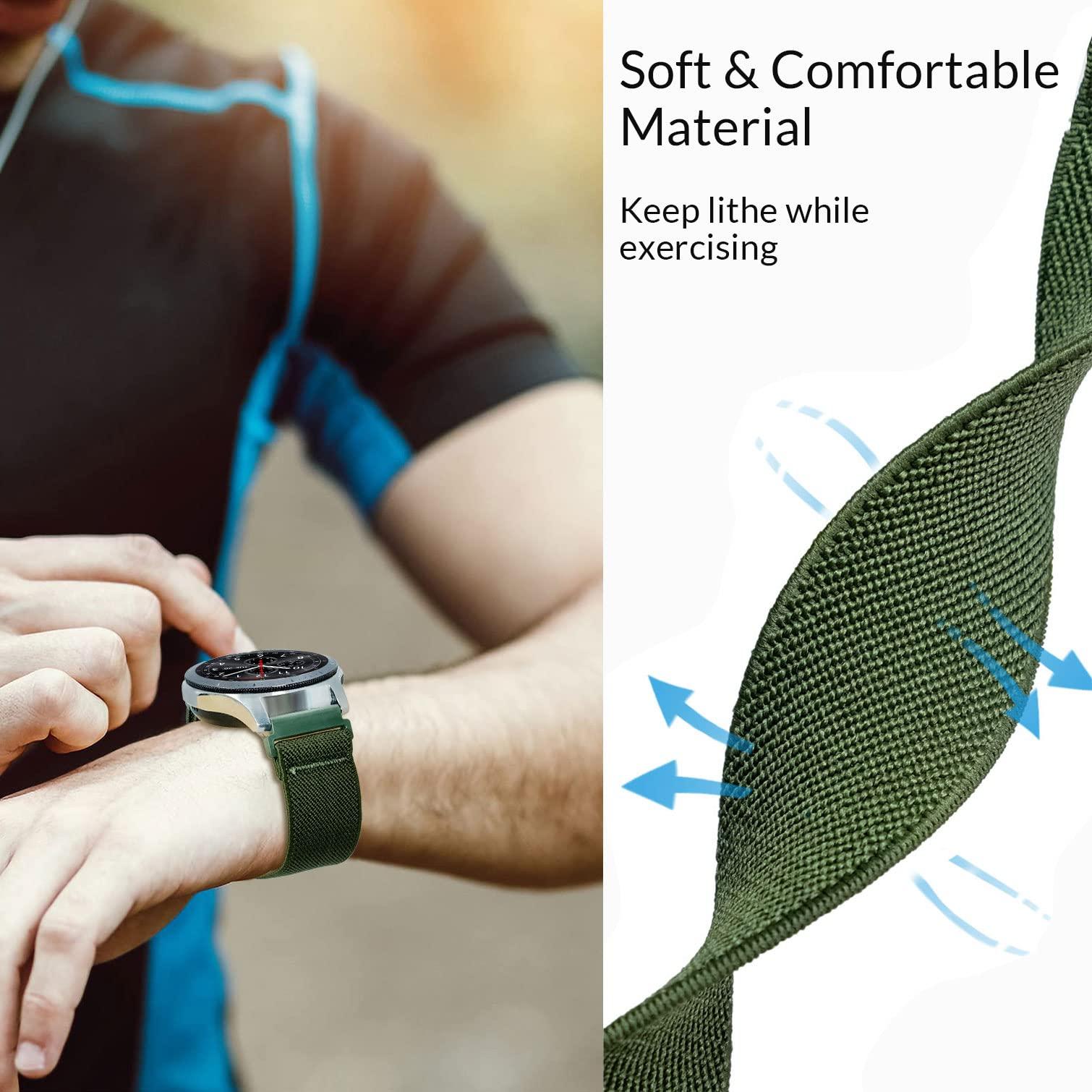Farluya 6 Pack Watch Bands Compatible with Samsung Galaxy Watch 3 45mm/Galaxy Watch 46mm Bands/Gear S3 Frontier,22mm Stretchy Nylon Watch Straps Adjustable Wristband for Men Women - Image 4