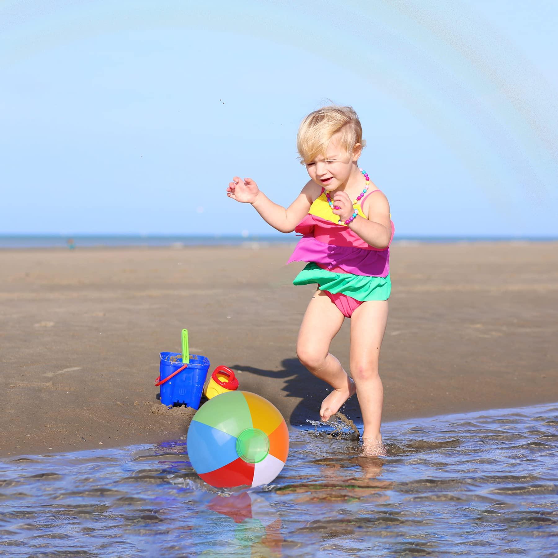 SYZ 12" Beach Balls Bulk - Inflatable Swimming Pool Toys for Kids Birthday Party Supplies Favors Luau Decorations - Blow Up Classic Rainbow Color Beachball Summer Water Games Fun Gifts (12 Pack) - Image 4
