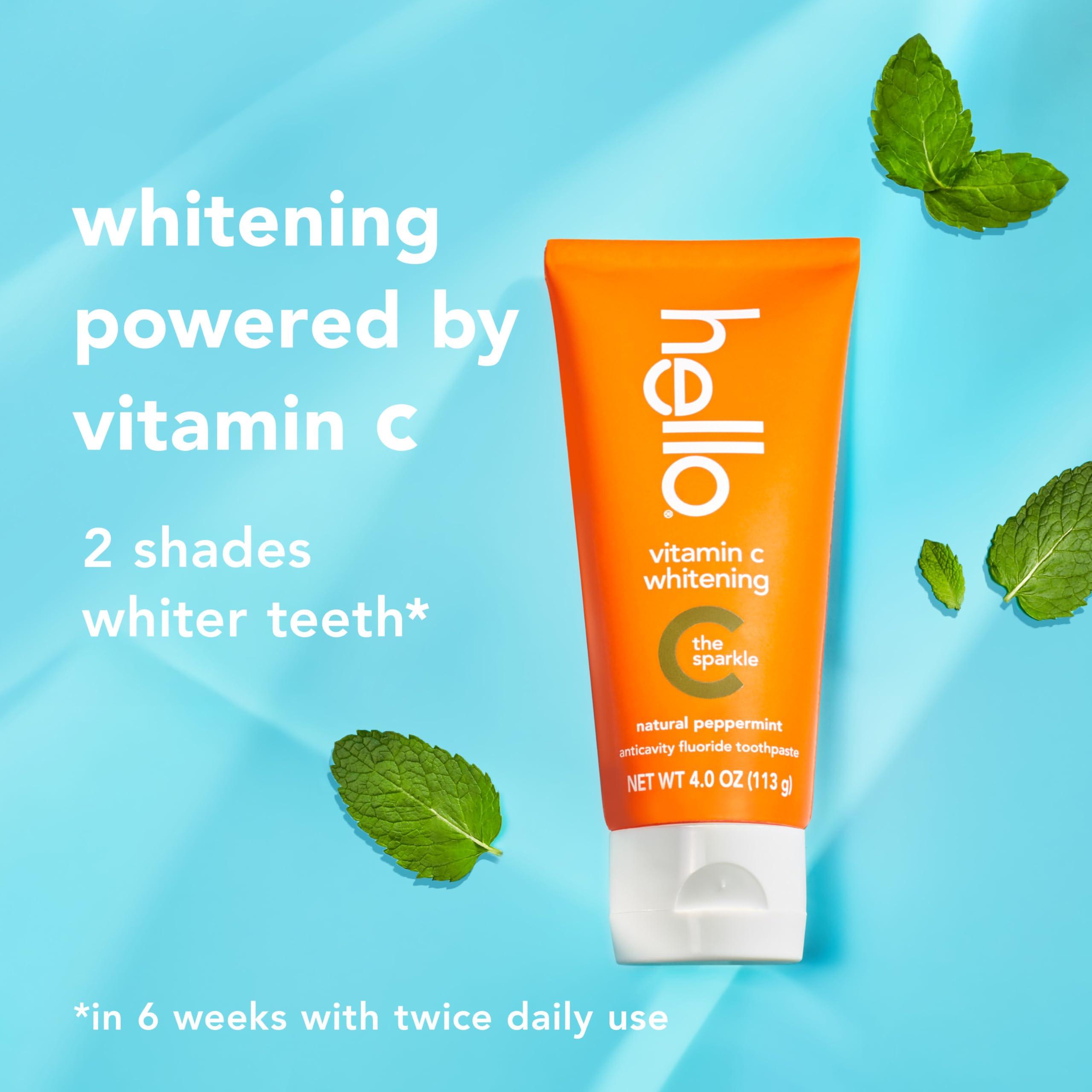 hello Vitamin C Whitening Toothpaste with Fluoride, Whitening SLS Free Toothpaste, Up to 2 Shades Whiter Teeth, No Peroxide, Safe for Everyday Use, Natural Peppermint, 4.0 Oz - Image 3