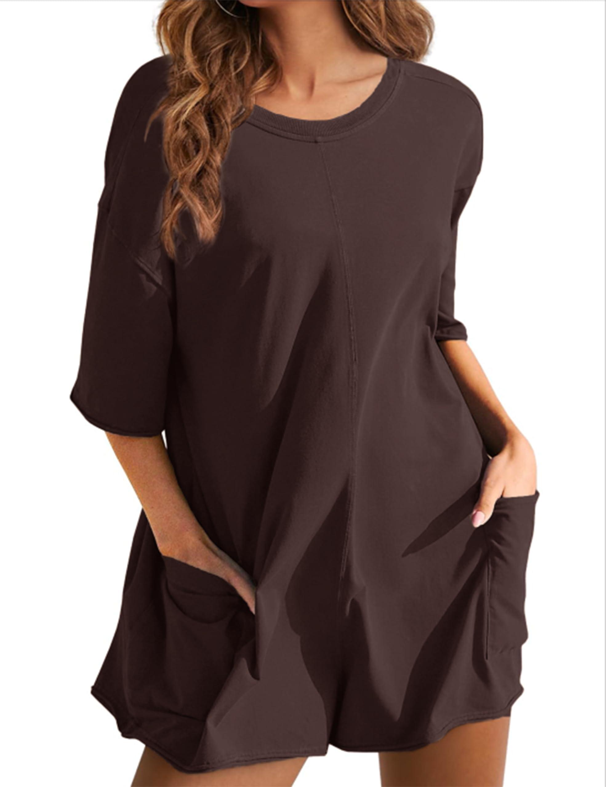 Yeokou Rompers for Women Casual Short Sleeve Oversized Athletic Workout Reversible Hot Shot Tee Romper Deep Pockets - Image 3