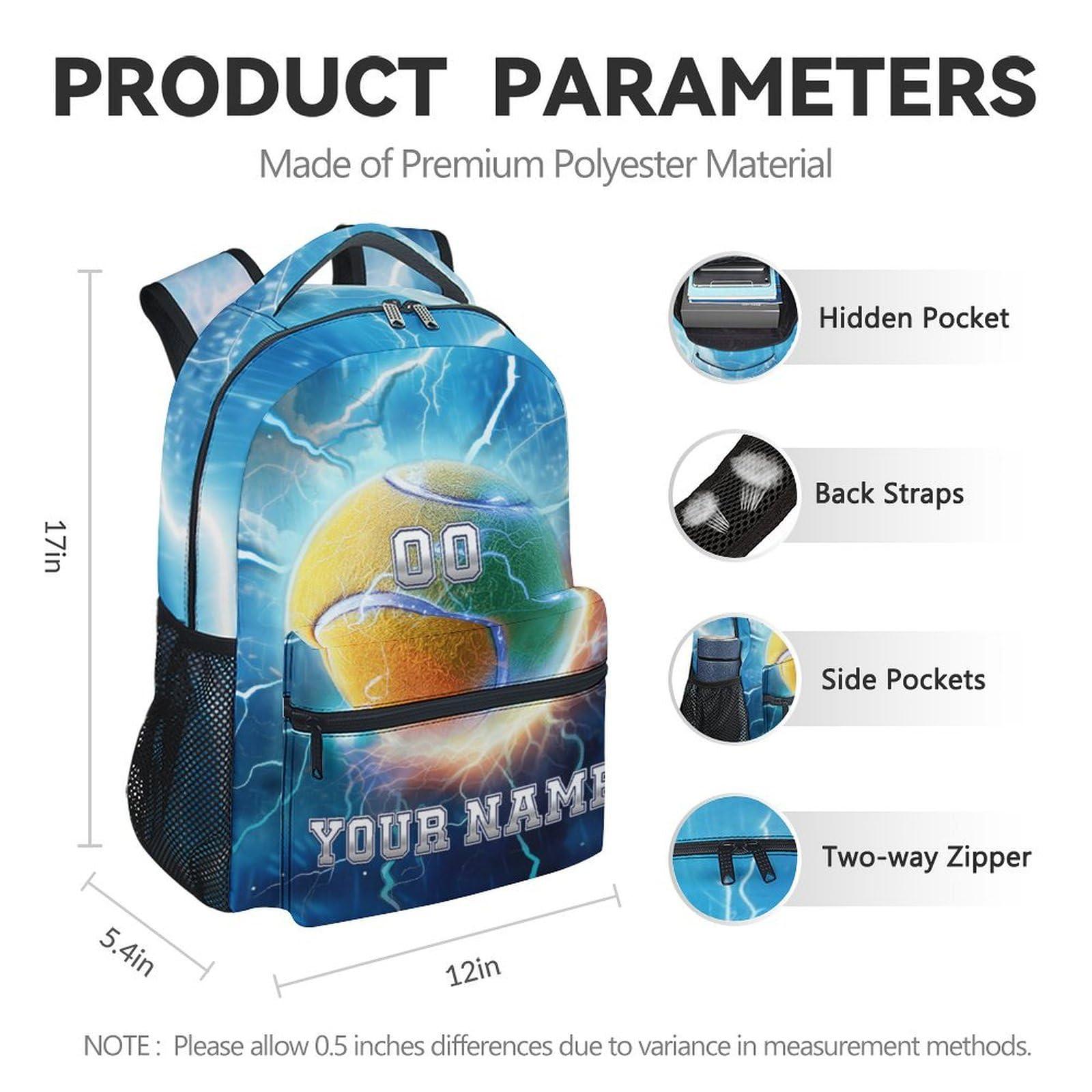 Custom Kids Backpack for Students - 17 Inch Tennis Backpacks for Middle School - Lightweight Durable Sports Bookbag - Image 3