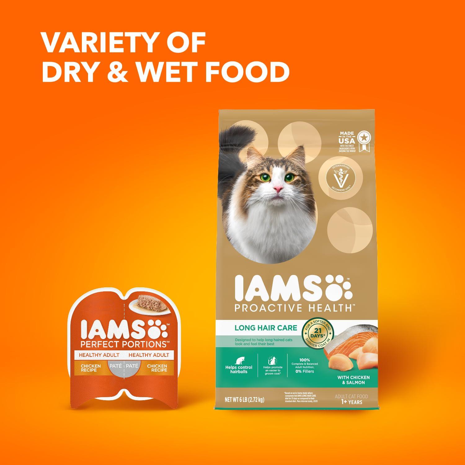 IAMS Proactive Health Long Hair Care Adult Dry Cat Food with Real Chicken & Salmon, 6 lb. Bag - Image 11
