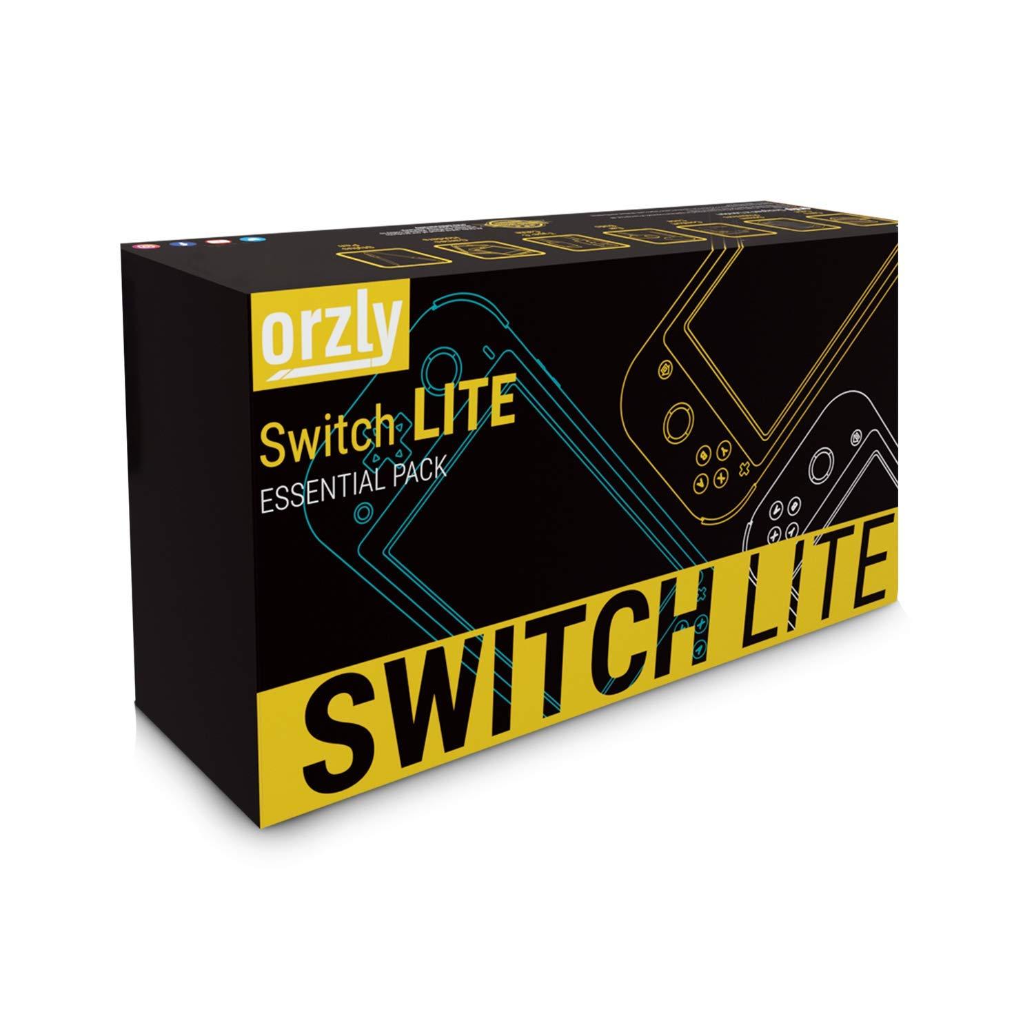 Orzly Switch Lite Accessories Bundle - Case & Screen Protector for Nintendo Switch Lite Console, USB Cable, Games Holder, Grip Case, Headphones, Thumb-Grip Pack & More (Gift Pack - Turquoise Blue) - Image 2