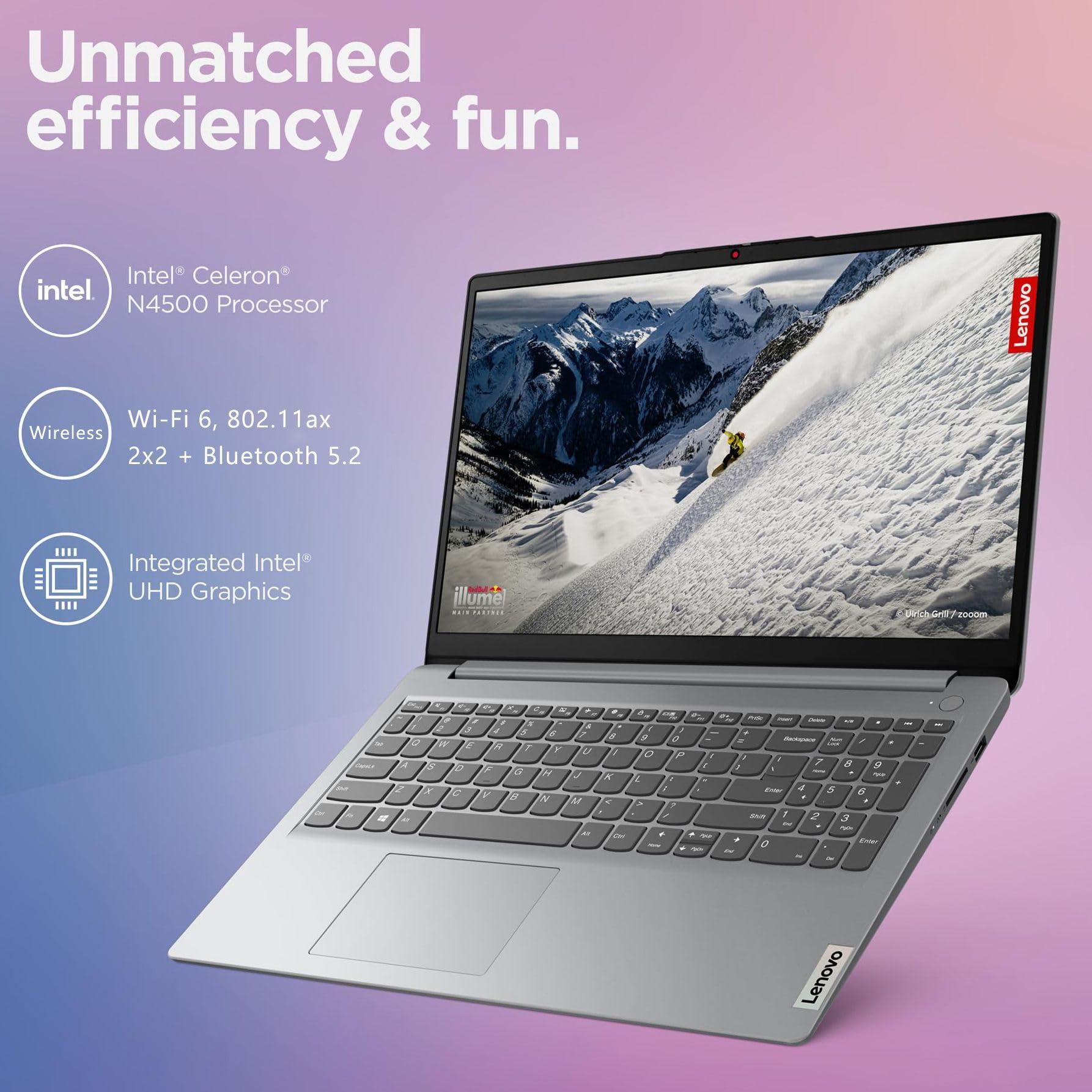 Lenovo IdeaPad 1 Student Laptop Computer, 15.6" FHD Display, Intel Dual Core Processor, 16GB DDR4 RAM, 256GB PCIe SSD, WiFi 6, Bluetooth 5.2, Type-C, Cloud Grey, Windows 11 Pro, Tichang - Image 2
