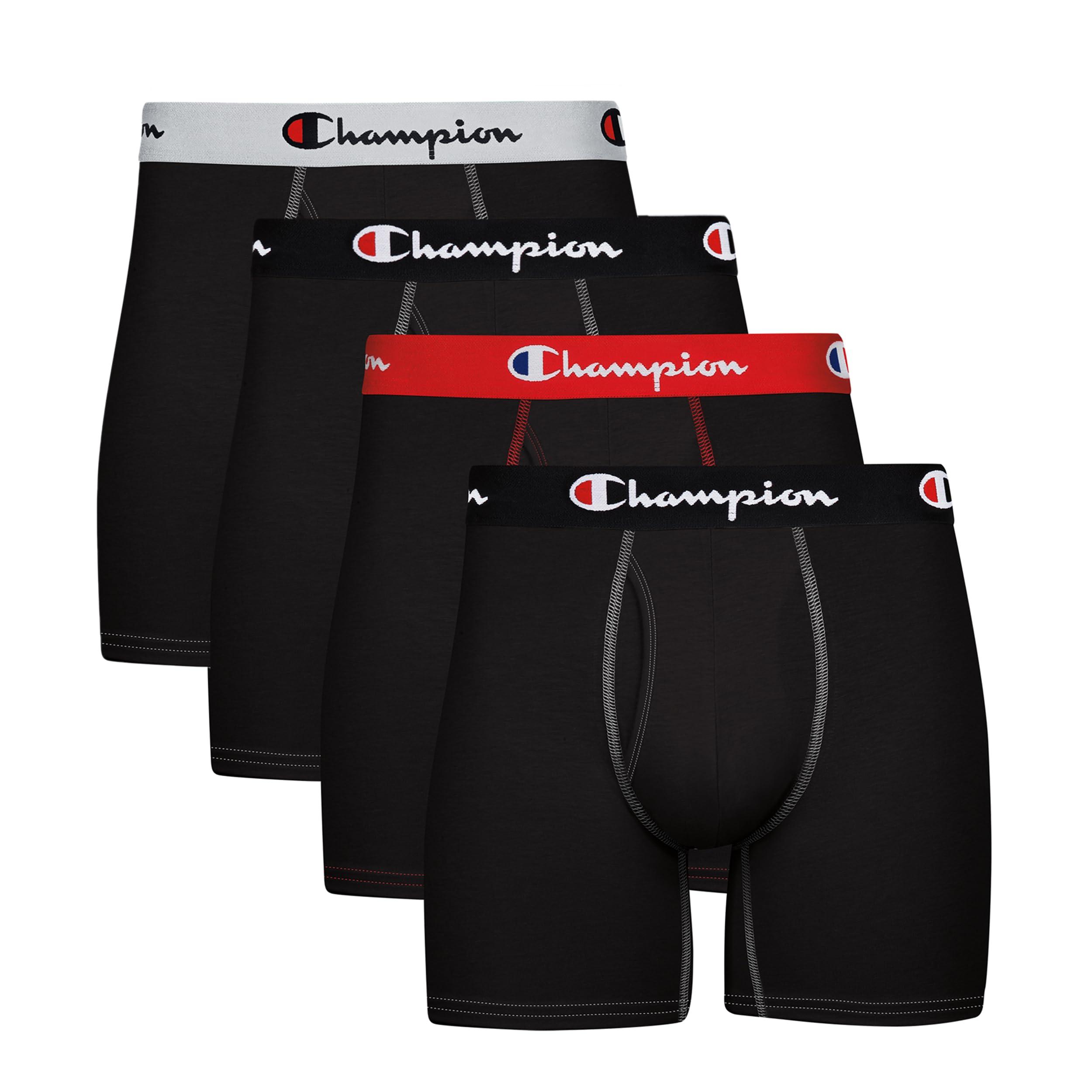 Champion Men's Underwear Boxer Briefs, Total Support Pouch, Cotton Stretch, 3-Pack