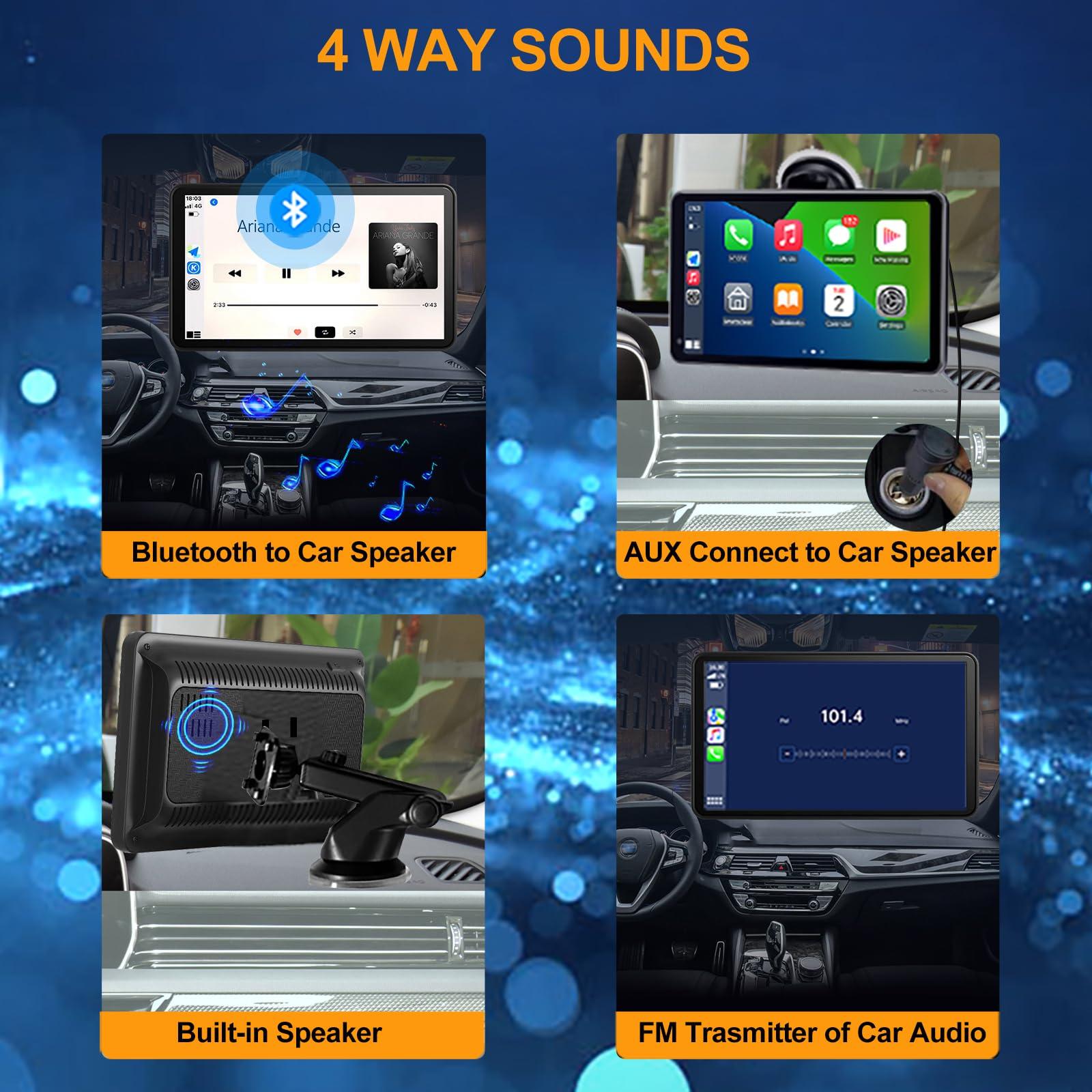 Portable Apple Carplay Screen for Car, Wireless Android Auto Stereo, Easy Install 7 Inch IPS Touch Screen Car Play Adapter, GPS Navigation, Airplay Audio Receivers Bluetooth, Mirror Link for All Cars - Image 3