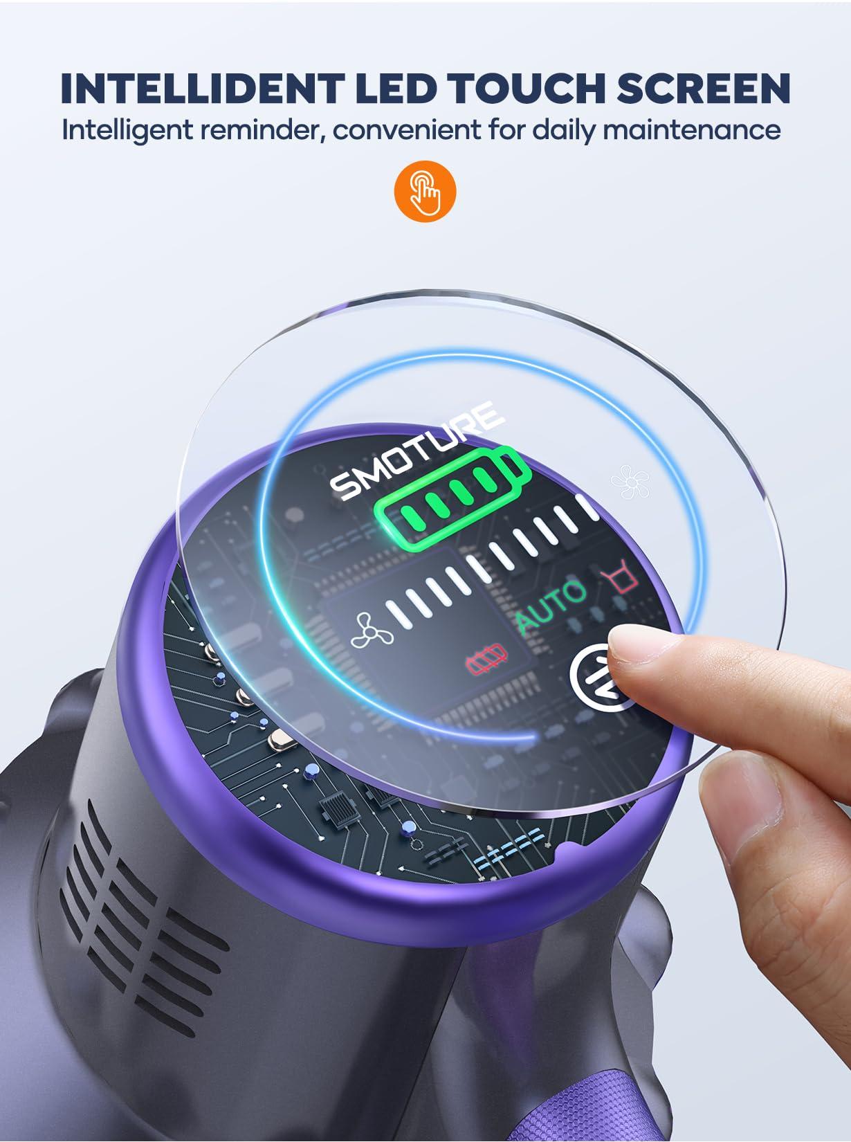 Cordless Vacuum Cleaner, 2 Batteries 110 Mins Runtime Vacuum Cleaners for Home, 40KPA 450W Stick Vacuum with Brushless Motor, Automatically Adjust Suction, Handheld Vacuum for Pet Hair/Carpet/Floor - Image 6