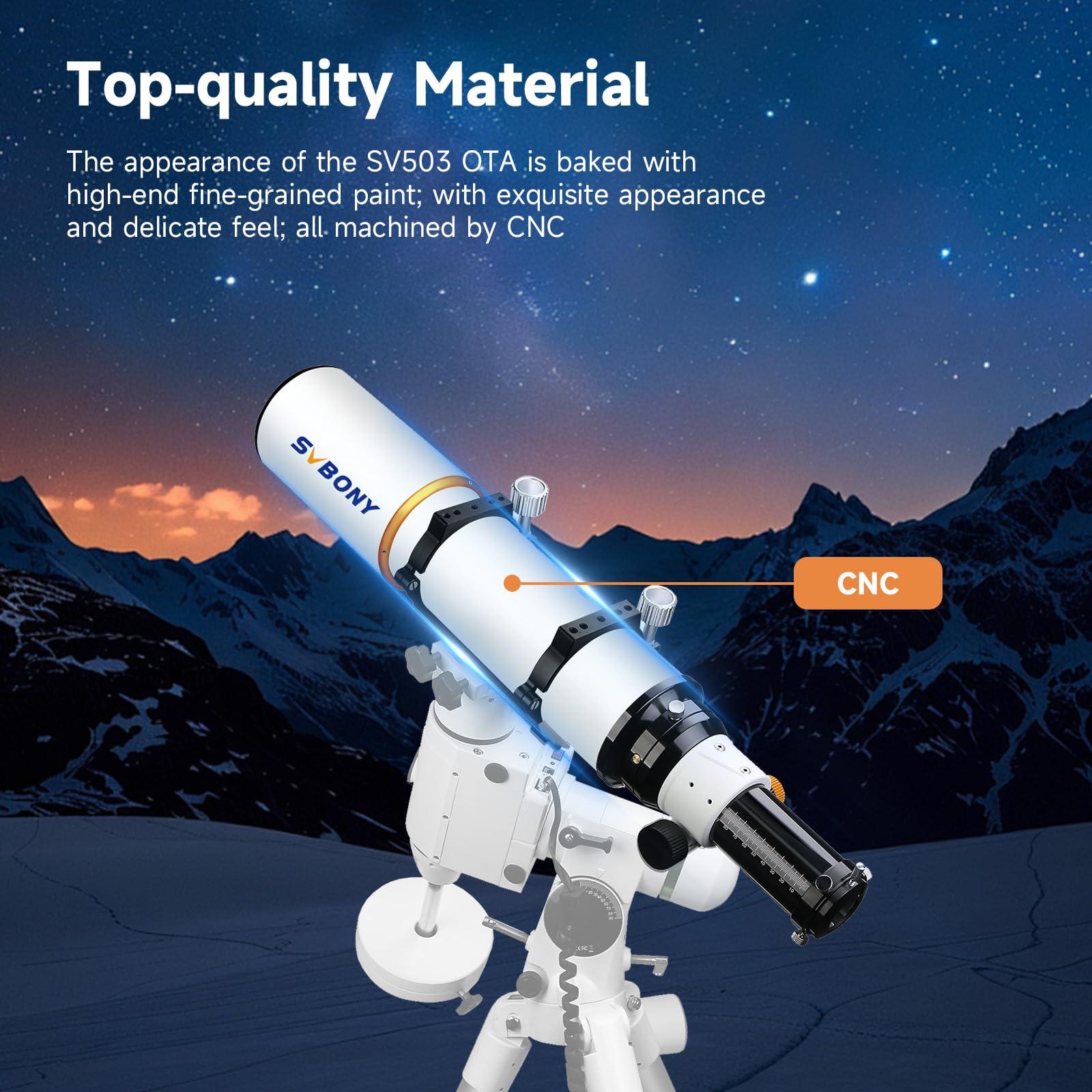SVBONY SV503 Refractor Telescope, 102mm F7 Extra Low Dispersion Achromatic Refractor OTA, Dual-Speed Focuser, 90mm Back Focus, Telescope for Adults High Powered, for Deep Sky Planets Astrophotography - Image 7