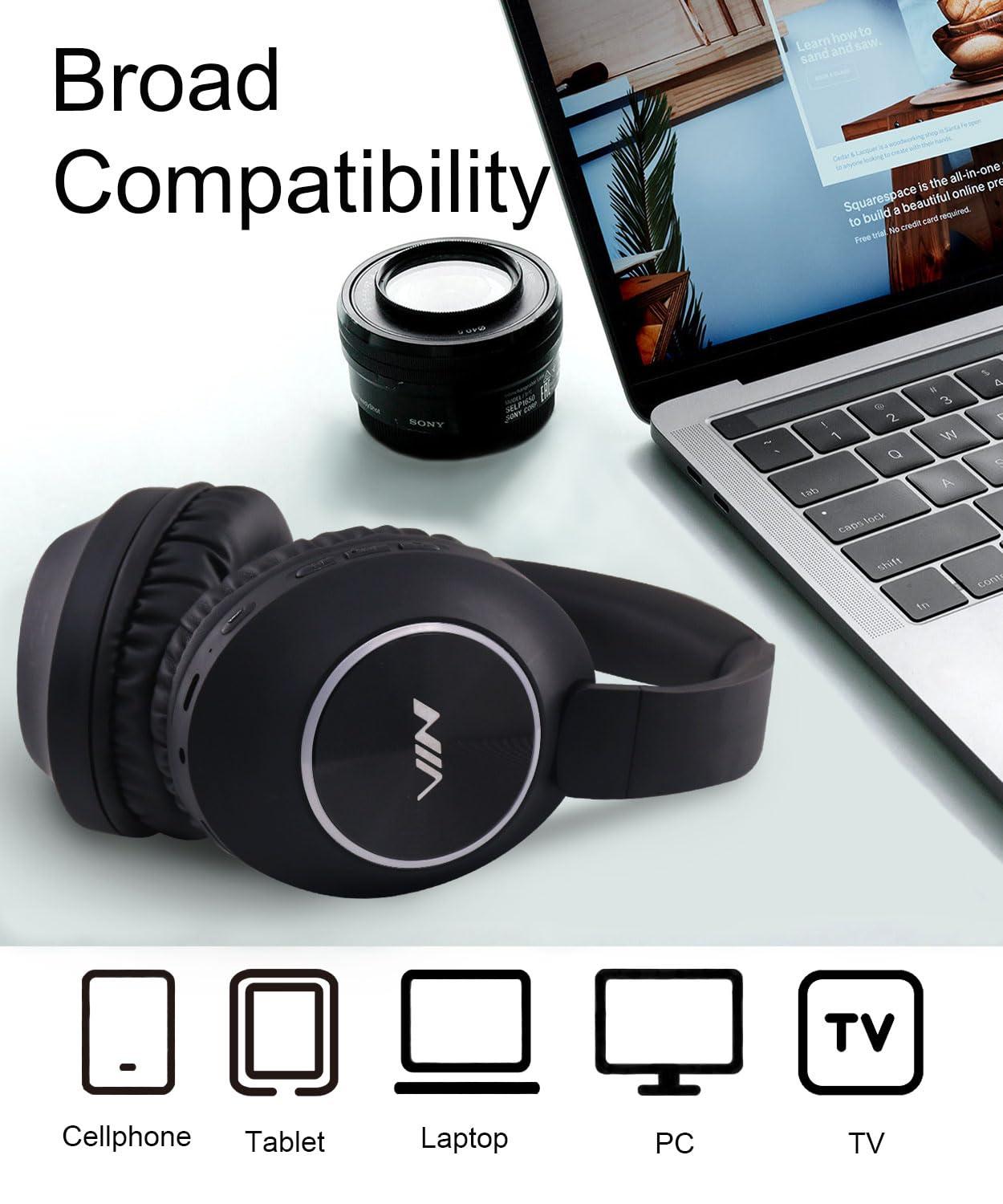 XuanGui Over Ear Wireless Bluetooth Headphones, 20H Playtime Wireless Headphones, HiFi Stereo and Lightweight Foldable Headphones with FM Radio, SD/TF for Home Work NX300, Black - Image 4