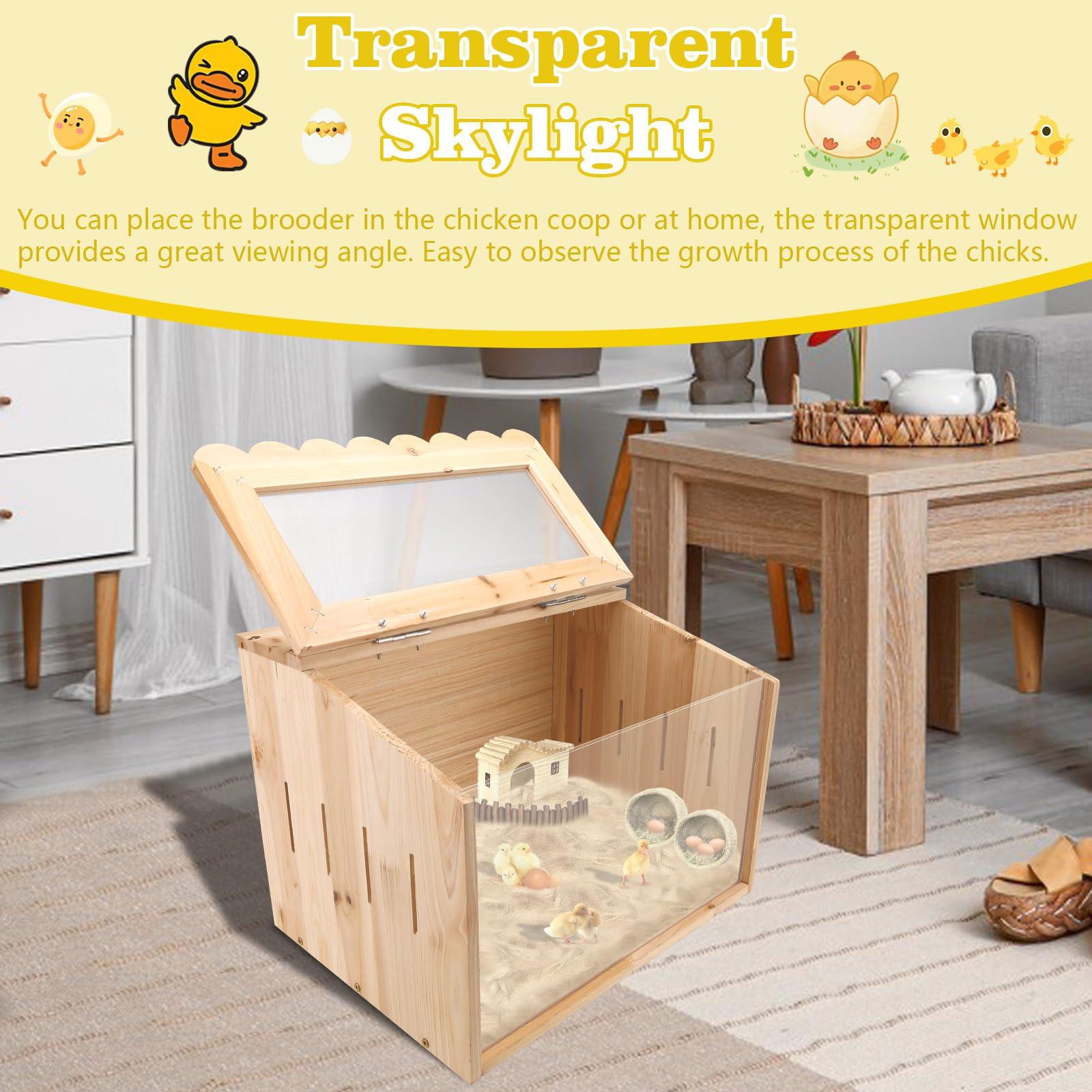 Chicken Brooder Box, Large Wooden Brooder Box for Chicks, Chick Brooder Baby Chicken Supplies, Animal Playpen with Top for Chickens, Ducks, Quails, Hamsters (15.7''*11.8''*11.8'') - Image 6