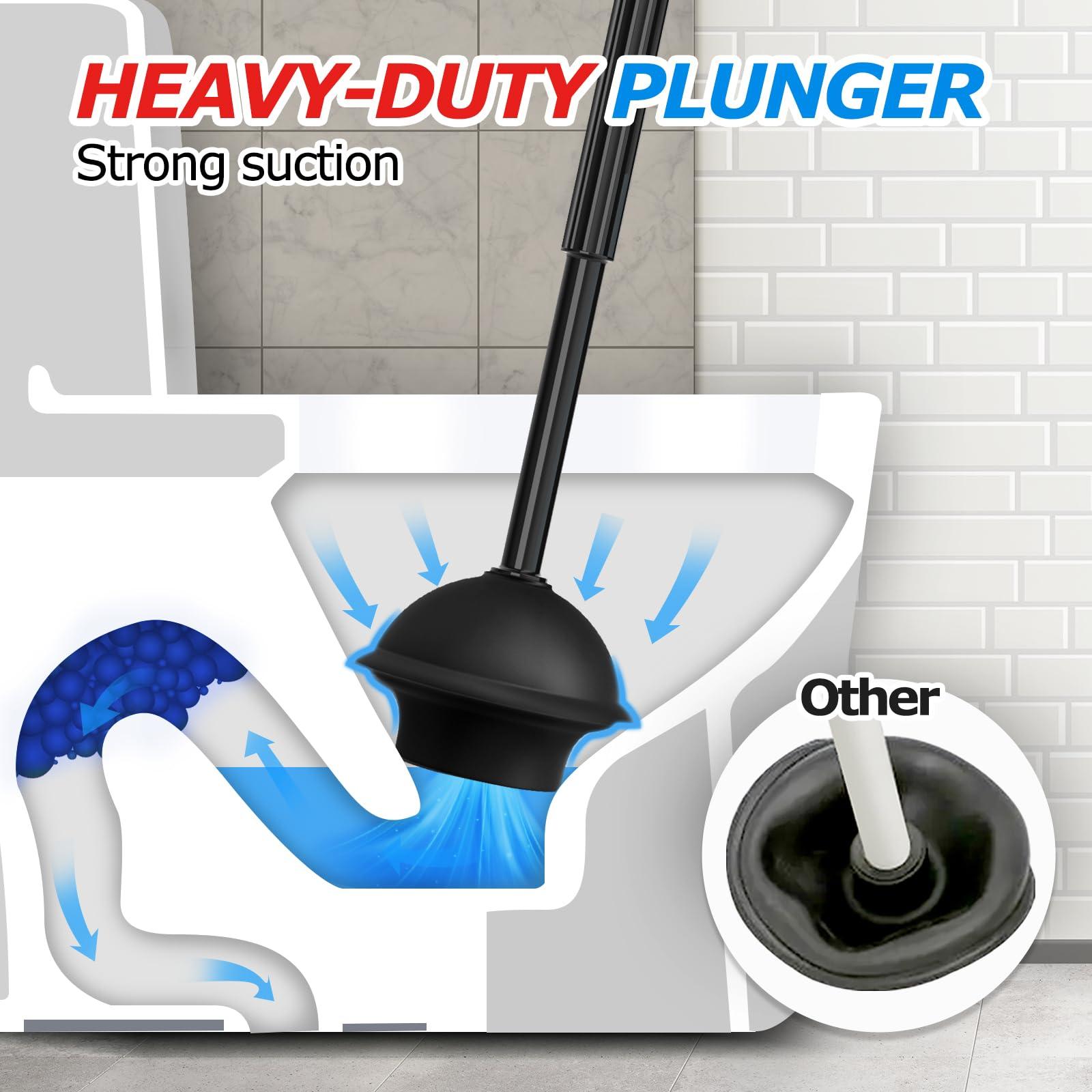 FORASTO 2 in 1 Toilet Plunger and Brush Set，Extended Handle Plunger，Toilet Bowl Brush Plunger Set,Bathroom Cleaning Tools ，Toilet Brush Plunger Combo，Cleaning Brush，Bathroom Cleaning Supplies - Image 4