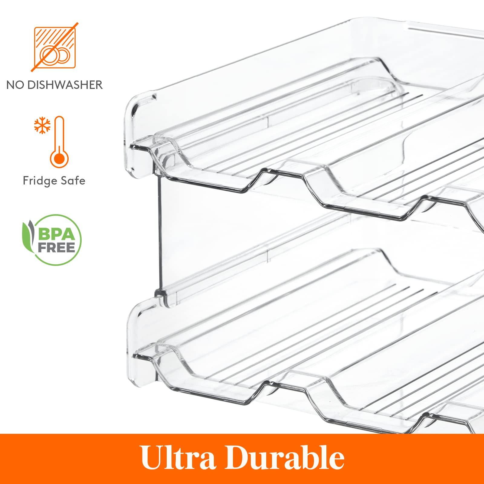 Lifewit Stackable Water Bottle Organizer/Holder for Cabinet Fridge, Kitchen Pantry Organization and Storage, Plastic Wine Racks, Tumbler Travel Mug Cup Holder, 2Pack, Hold 8 Bottles - Image 6