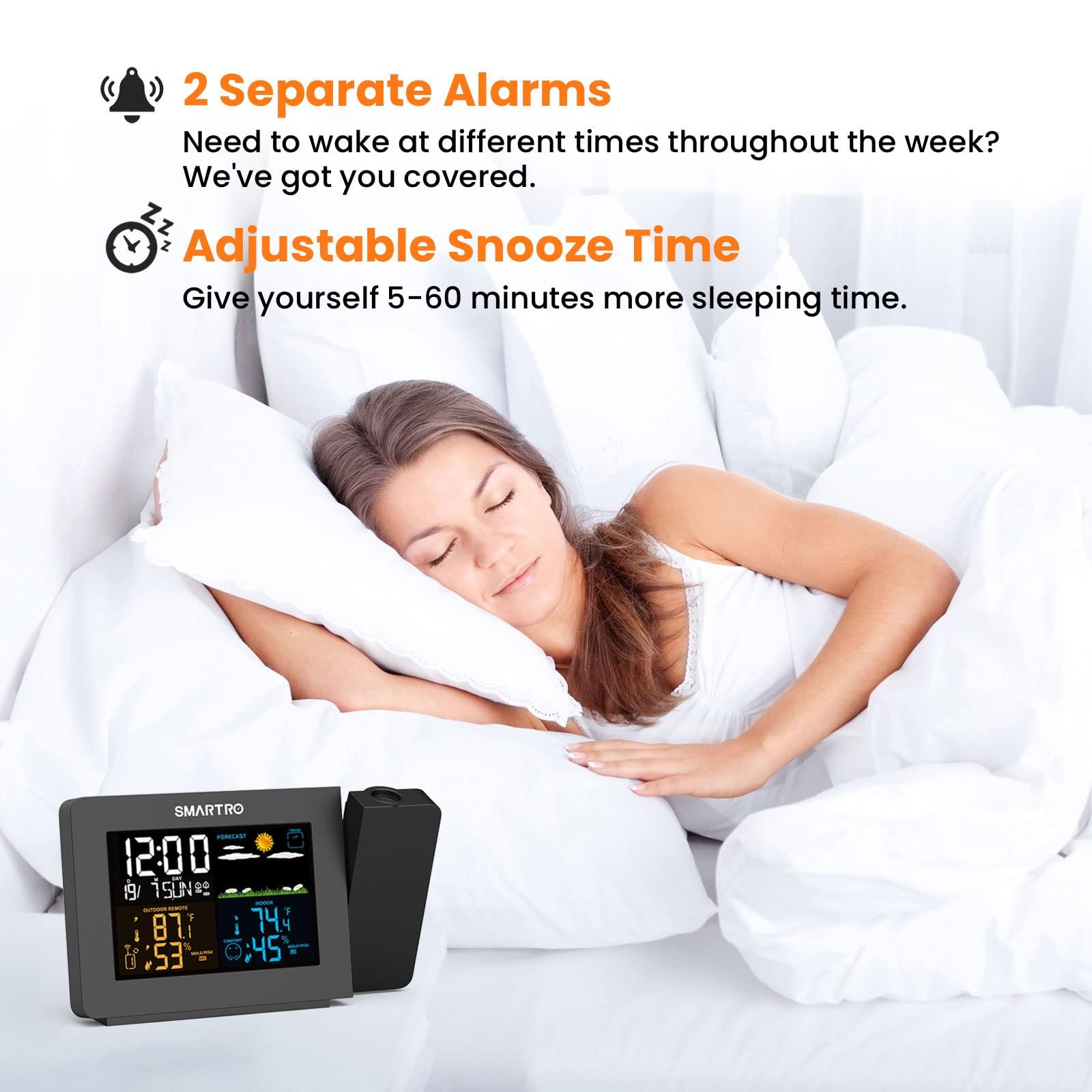 SMARTRO SC91 Projection Alarm Clock for Bedrooms with Weather Station, Wireless Indoor Outdoor Thermometer, Temperature Humidity Monitor Gauge Hygrometer - Image 8