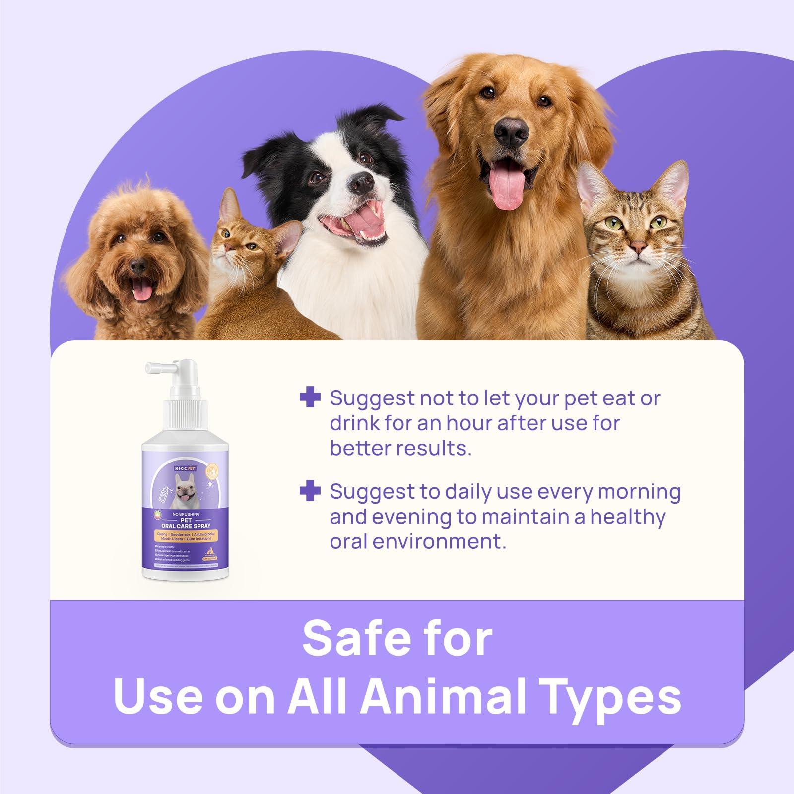 HICC PET Oral Care Spray for Dogs and Cats, Pet Breath Dental Care Spray, Dog Gingivitis Treatment, Fight Bad Breath Caused by Plaque and Gum Redness, Dog Tooth Brushing Kit, 5.1 Fl Oz - Image 8