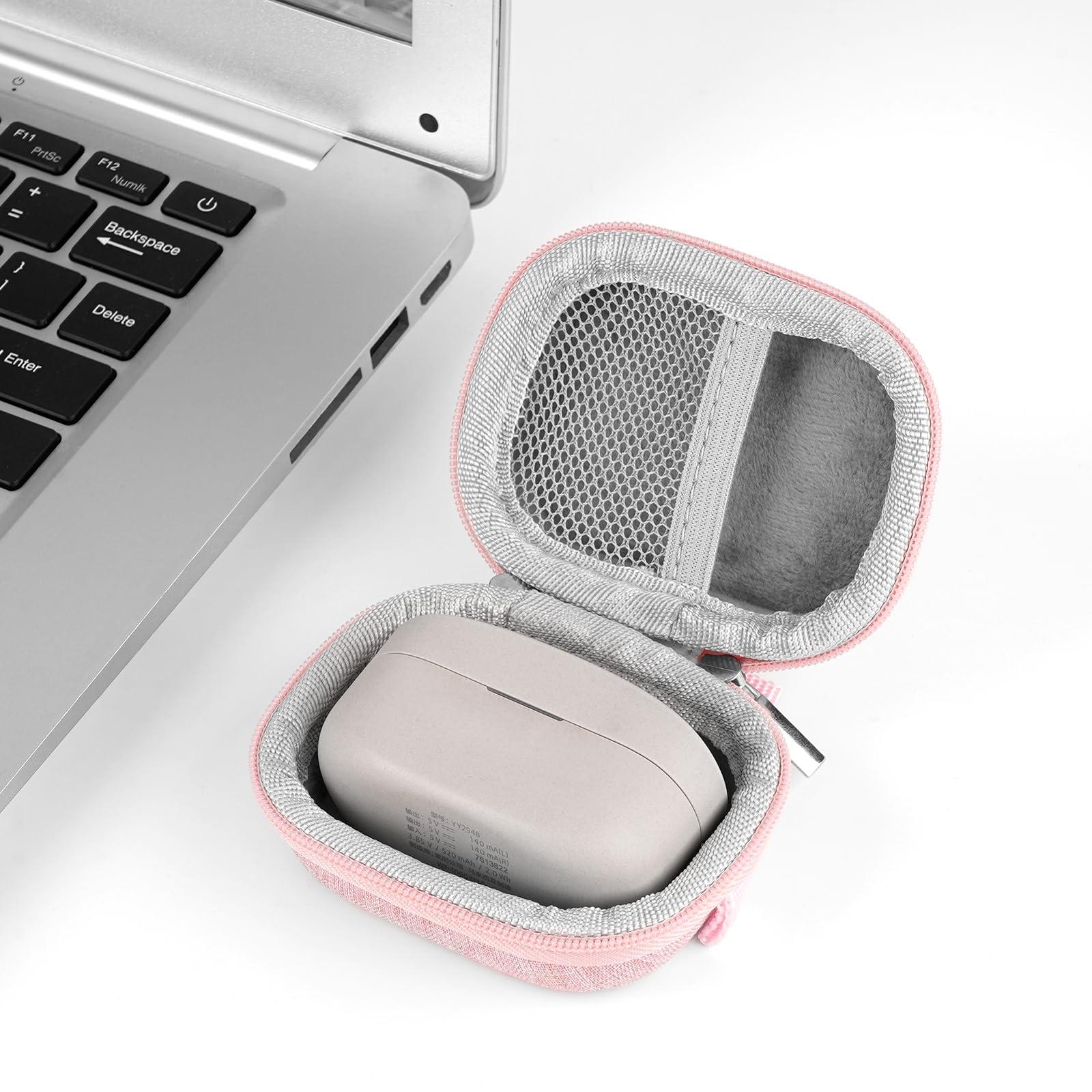 Geekria Shield Earbuds Case Compatible with Sony WF-1000XM6, WF-1000XM5, LinkBuds Open/Fit, Replacement Hard Shell Travel Carrying Bag (Pink) - Image 3