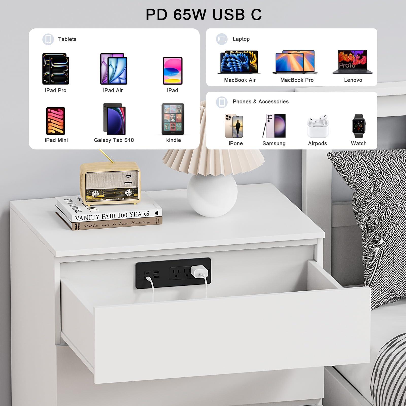 Recessed Power Strip with PD 65W USB C, Flush Mount Power Strip with 3 Outlets 4 USB Ports, Furniture Drawer Outlet with 2M Flat Plug Cable for Side Table Sofa Table, Black - Image 4