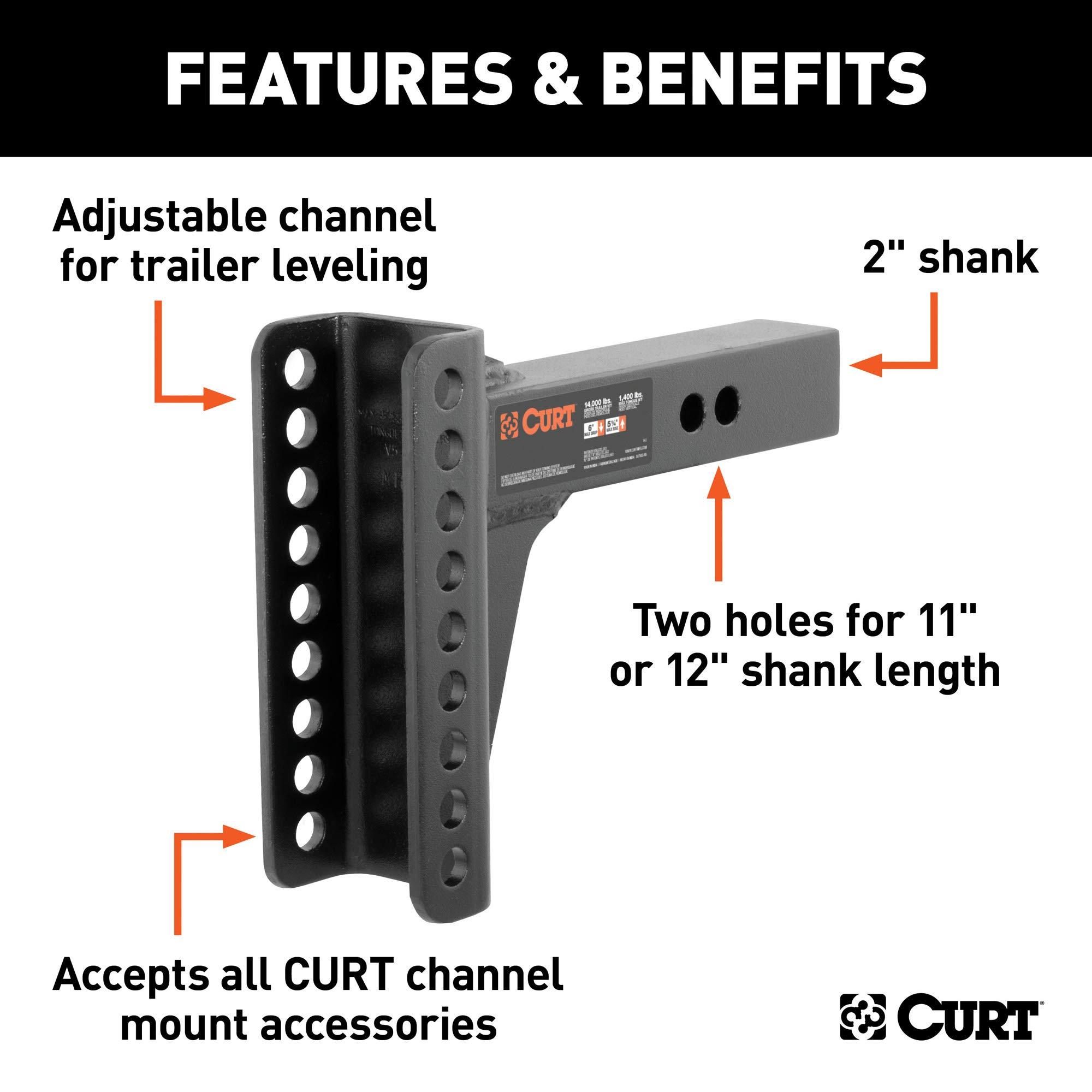 CURT 45910 Replacement Shank for Adjustable Trailer Hitch Ball Mount #45900 or #45907, Fits 2-Inch Receiver - Image 3
