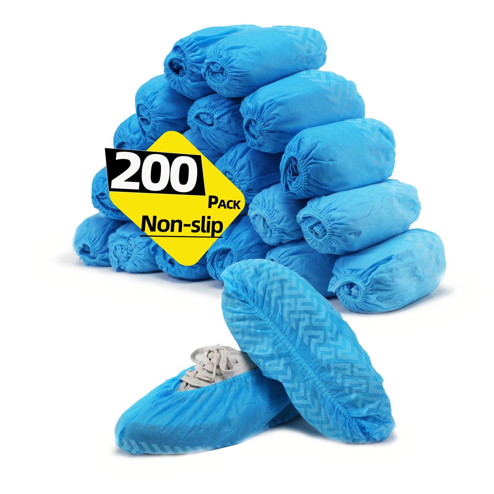 Shoe Covers Disposable Non Slip-200 Pack(100 Pairs), Large And Durable Booties Shoes Covers For Indoors, Non-Woven Fabric, 16.2 X 6.7in Fits Most Up To 11 Us Men And 13 Us Women Size