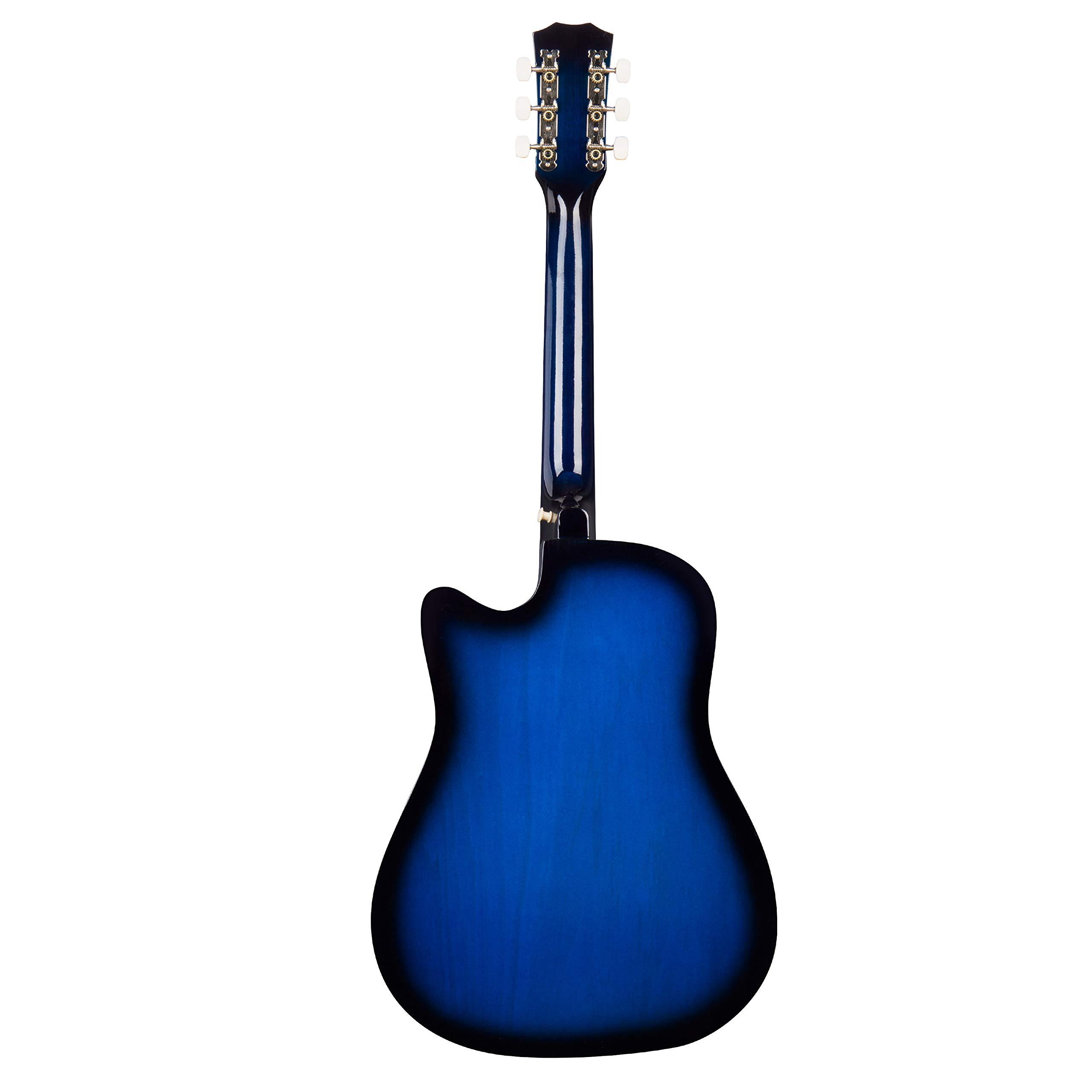 Joymusic 38 inch blueburst beginner acoustic guitar kit,bundle with a strap with picks holder,digital tuner, set strings, capo,cleaning cloth,6 picks,gig bag.(JG-38C,BLS) - Image 6
