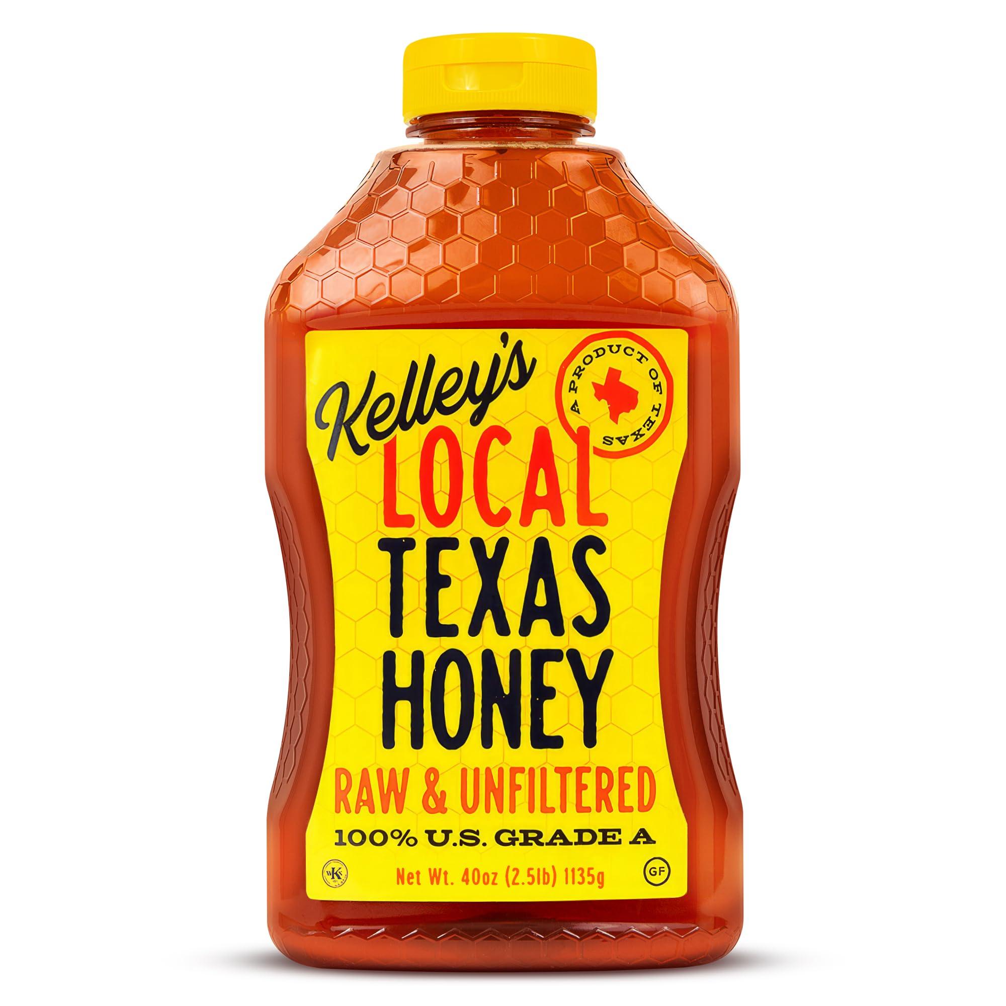 Kelley's Local Texas Honey, 40 oz – 100% Pure, Raw & Unfiltered – All-Natural American Honey for Tea, Smoothies, Yogurt, Toasts, and BBQ
