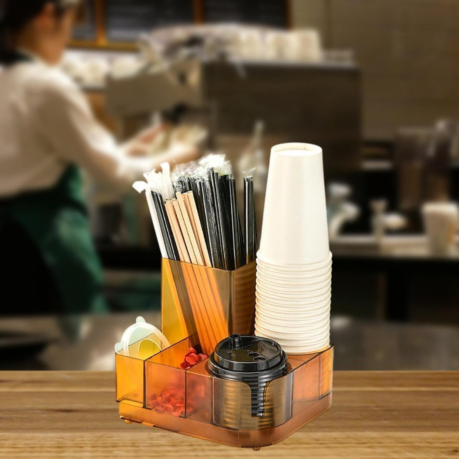 DimyFew Coffee Bar Condiment Rack Coffee Tea Bags Dispenser 5 Compartments Easy to Clean Coffee Pod Holder for Counter Milk Tea Store - Image 2