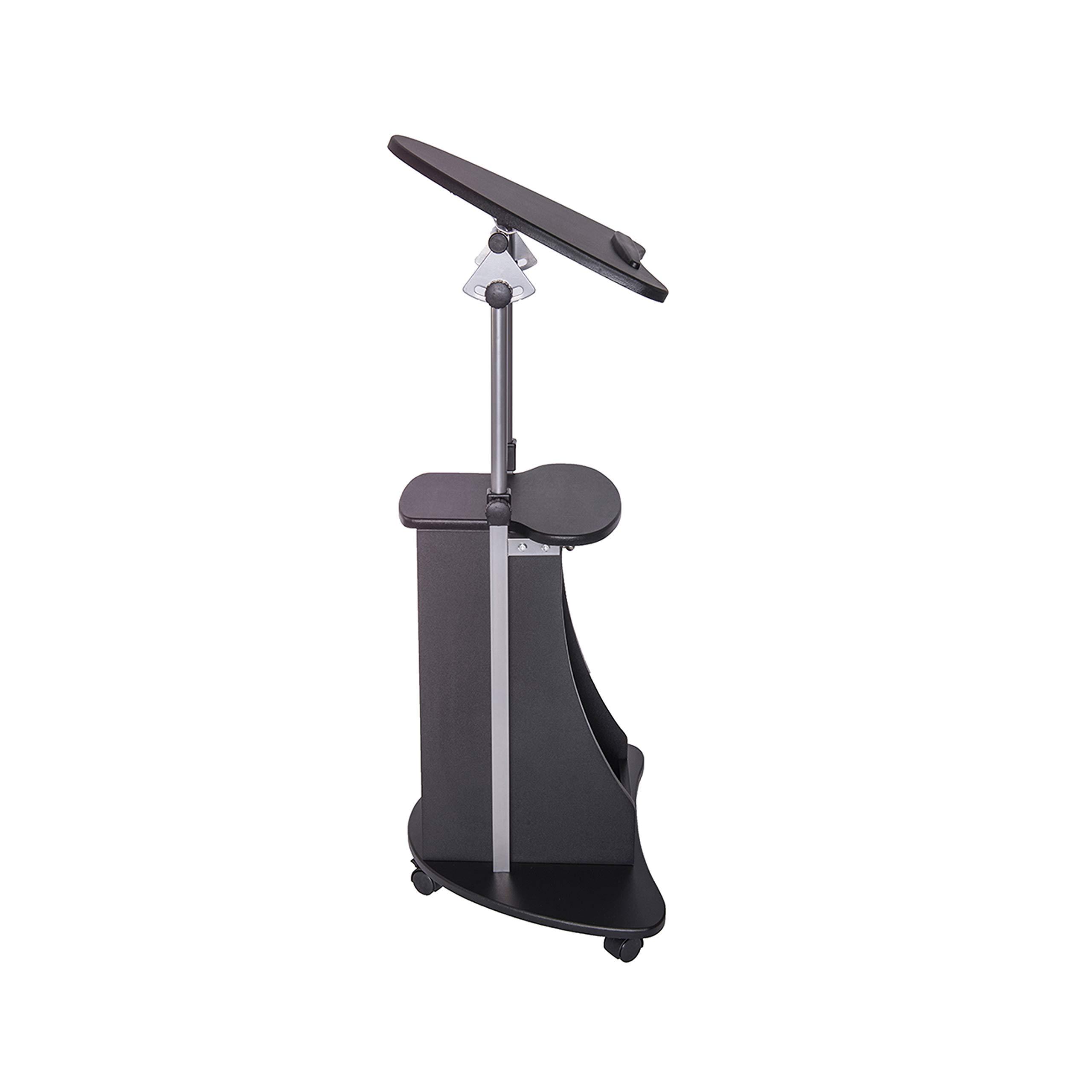 Techni Mobili Sit-to-Stand Mobile Medical Laptop Computer Cart, Black, Adjustable Height, B005 - Image 6