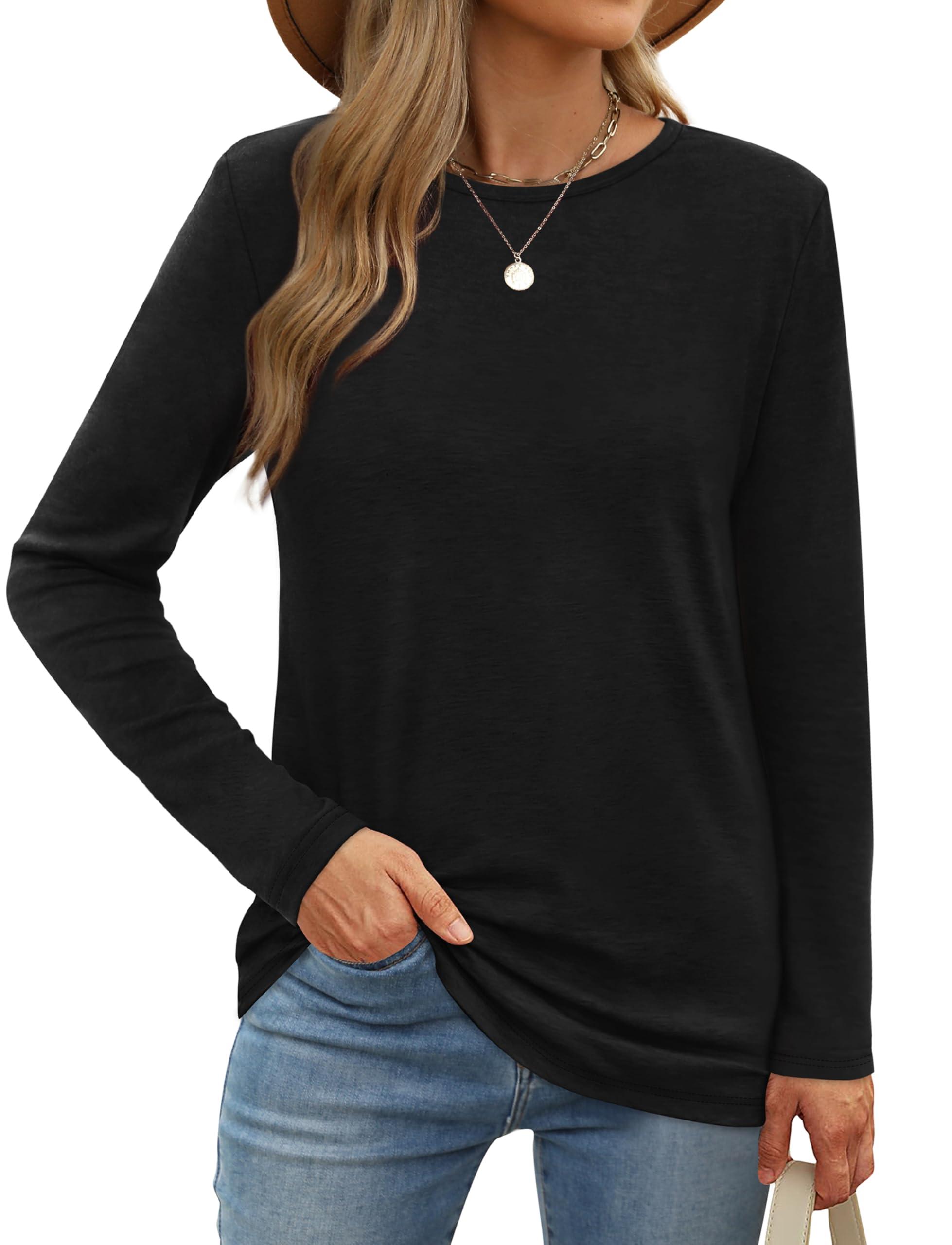 XIEERDUO Long Sleeve Shirts for Women Casual Crew Neck Basic Fall Tops Loose Fit Comfy - Image 2