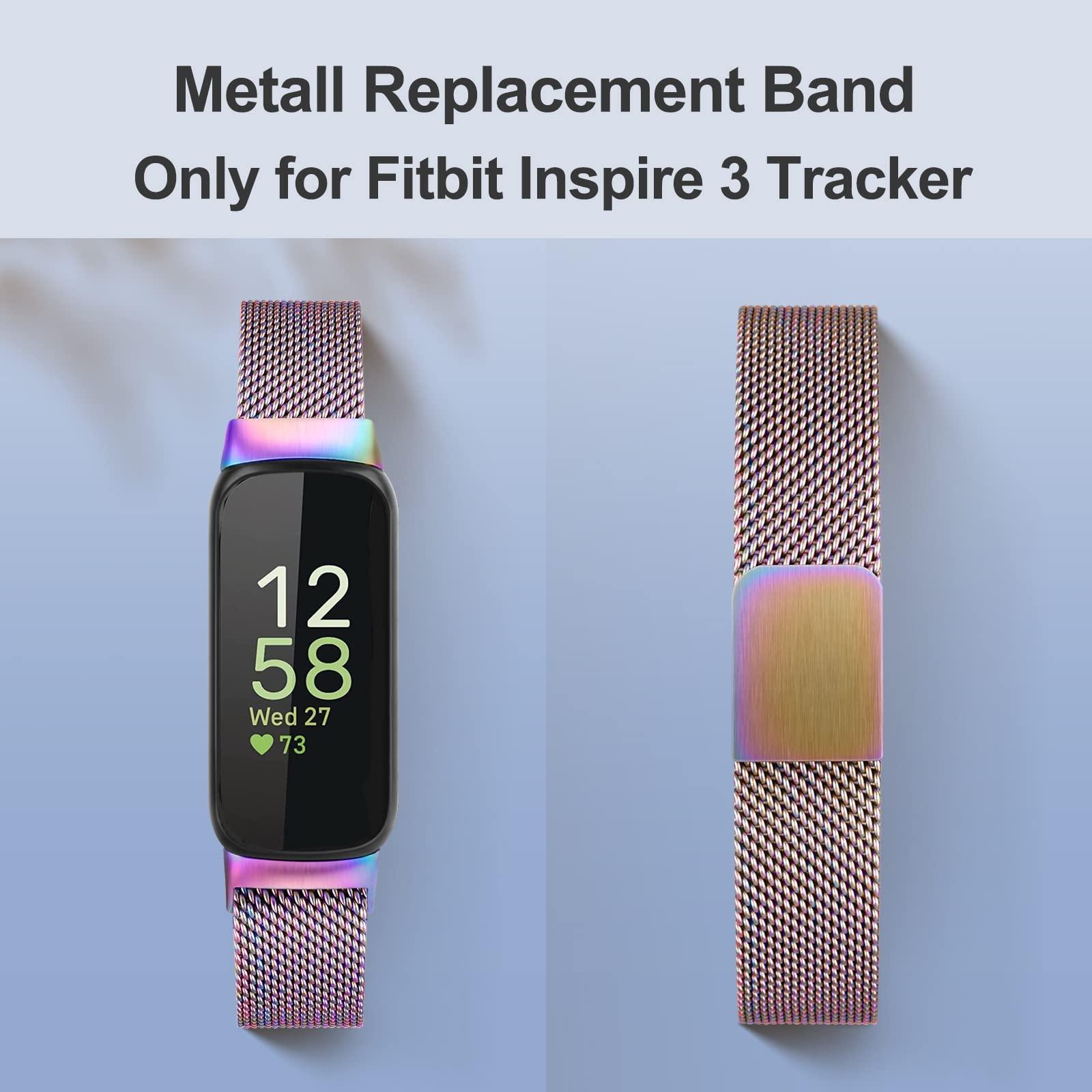 Vanjua for Fitbit Inspire 3 Bands Women Men, Stainless Steel Metal Mesh Loop Adjustable Magnetic Wristband Replacement Straps Compatible with Fitbit Inspire 3 Fitness Tracker - Image 2