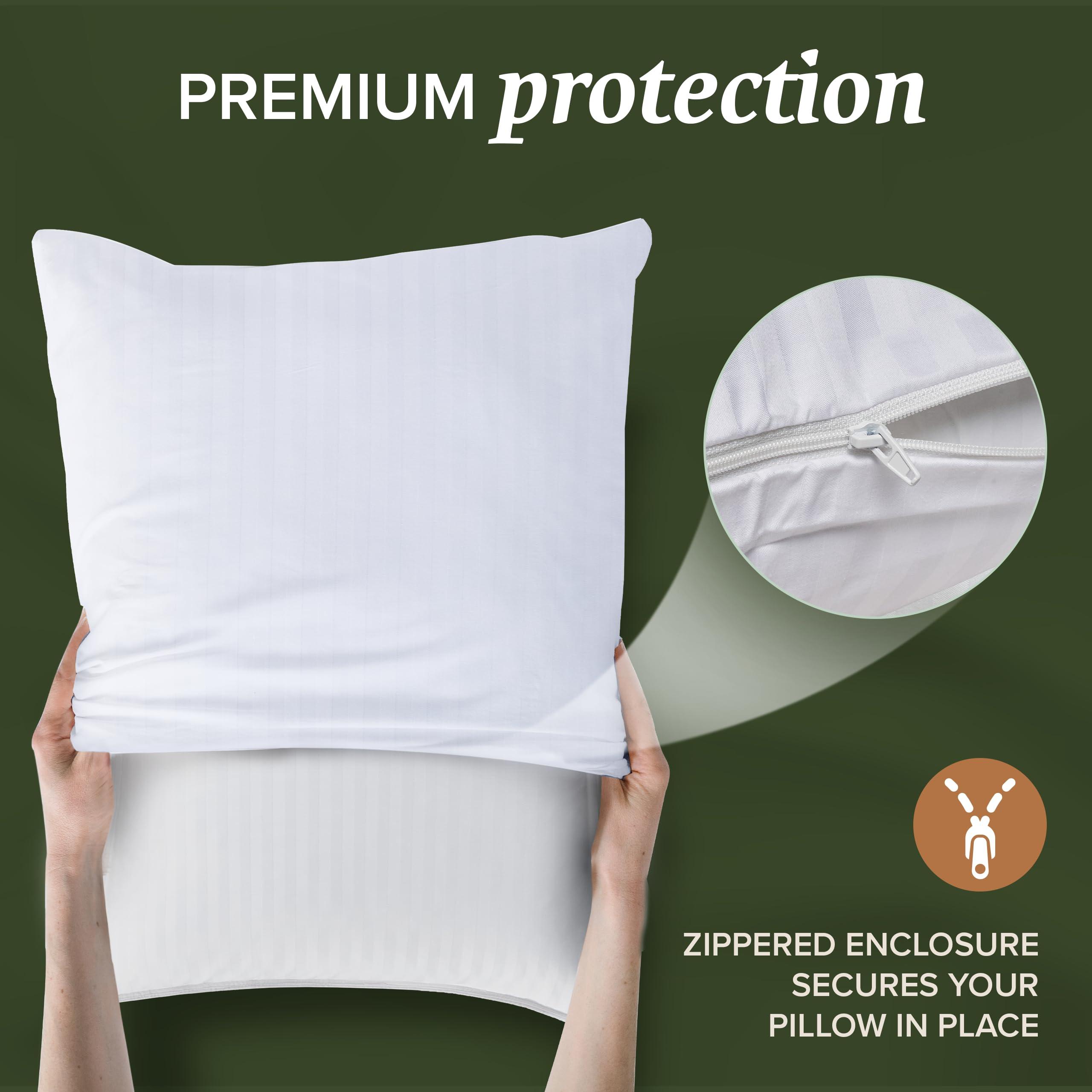 Beckham Hotel Collection Queen Size White Pillow Protector with Zipper Set of 2, Soft and Breathable Cotton Pillow Protector Covers - Image 4