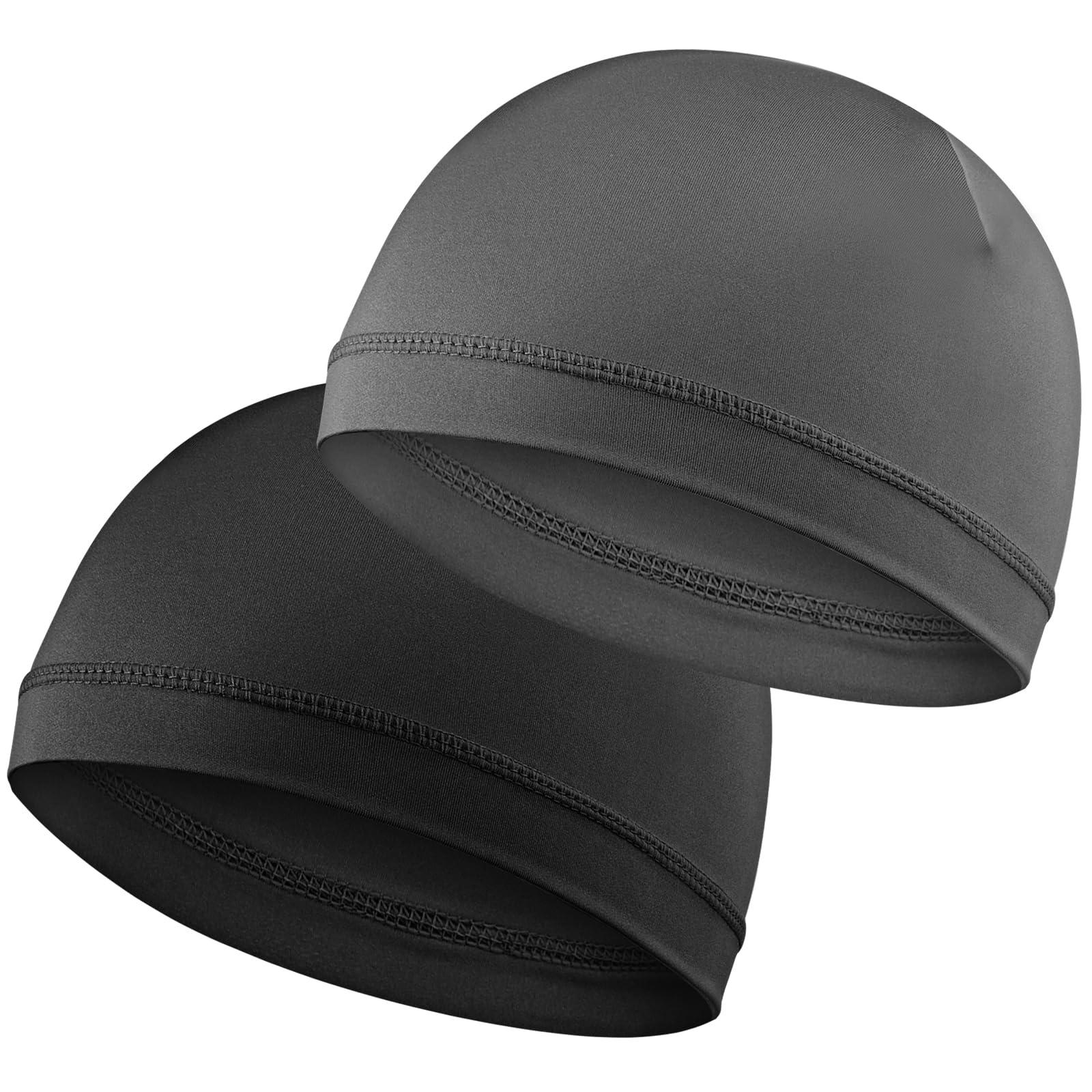 COMNICO 2 Pcs Men Skull Caps Beanie Multifunctional Sleep Hats Breathable Headwear Sweat Absorbent Liner Cap for Men Women