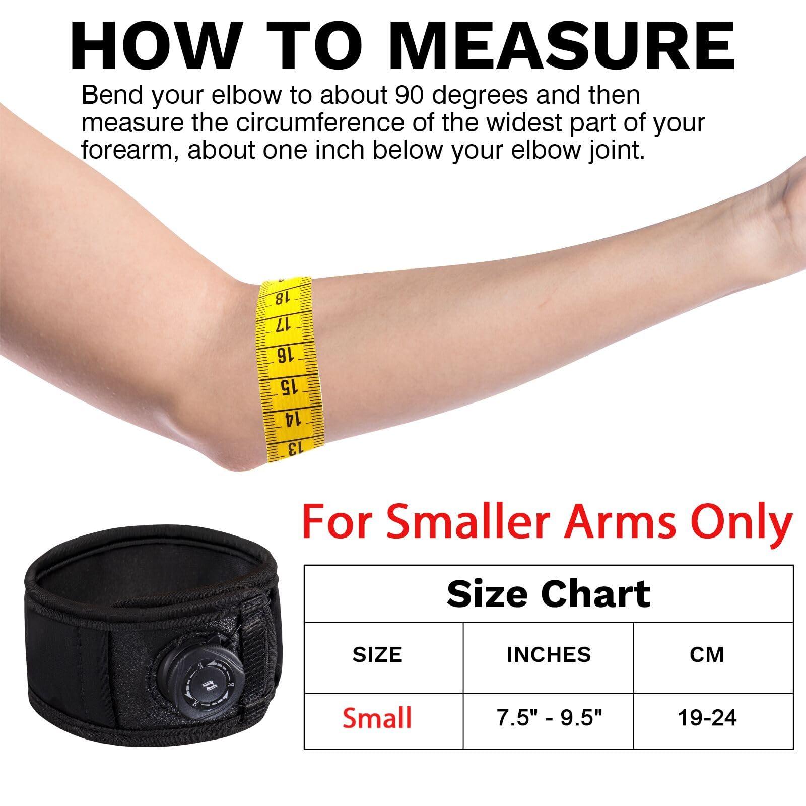 Tennis Elbow Brace for Men & Women (S/M for Smaller Arms Only), Elbow Brace for Tendonitis and Tennis Elbow and Golfer's Elbow, Adjustable Elbow Strap (Black, Small) - Image 2