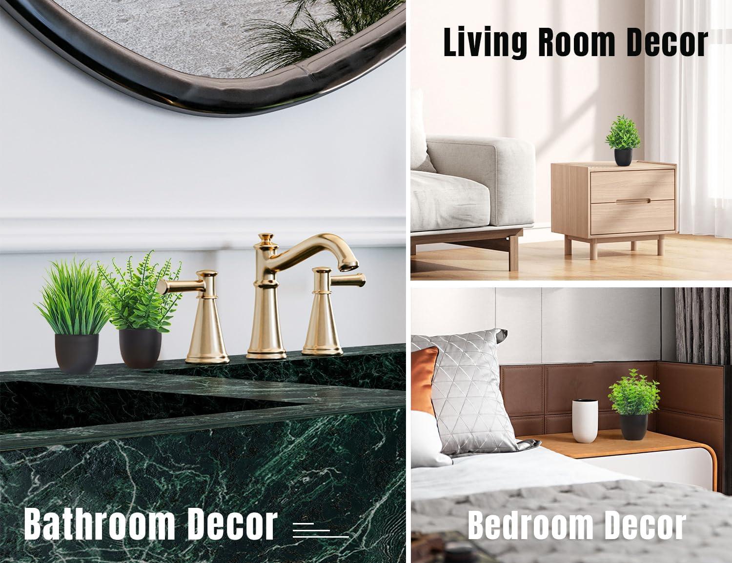 Der Rose Fake Plants 4 Packs Artificial Plants Small Faux Plants Black Bathroom Accessories for Bathroom Home Office Desk Decor Indoor - Image 6