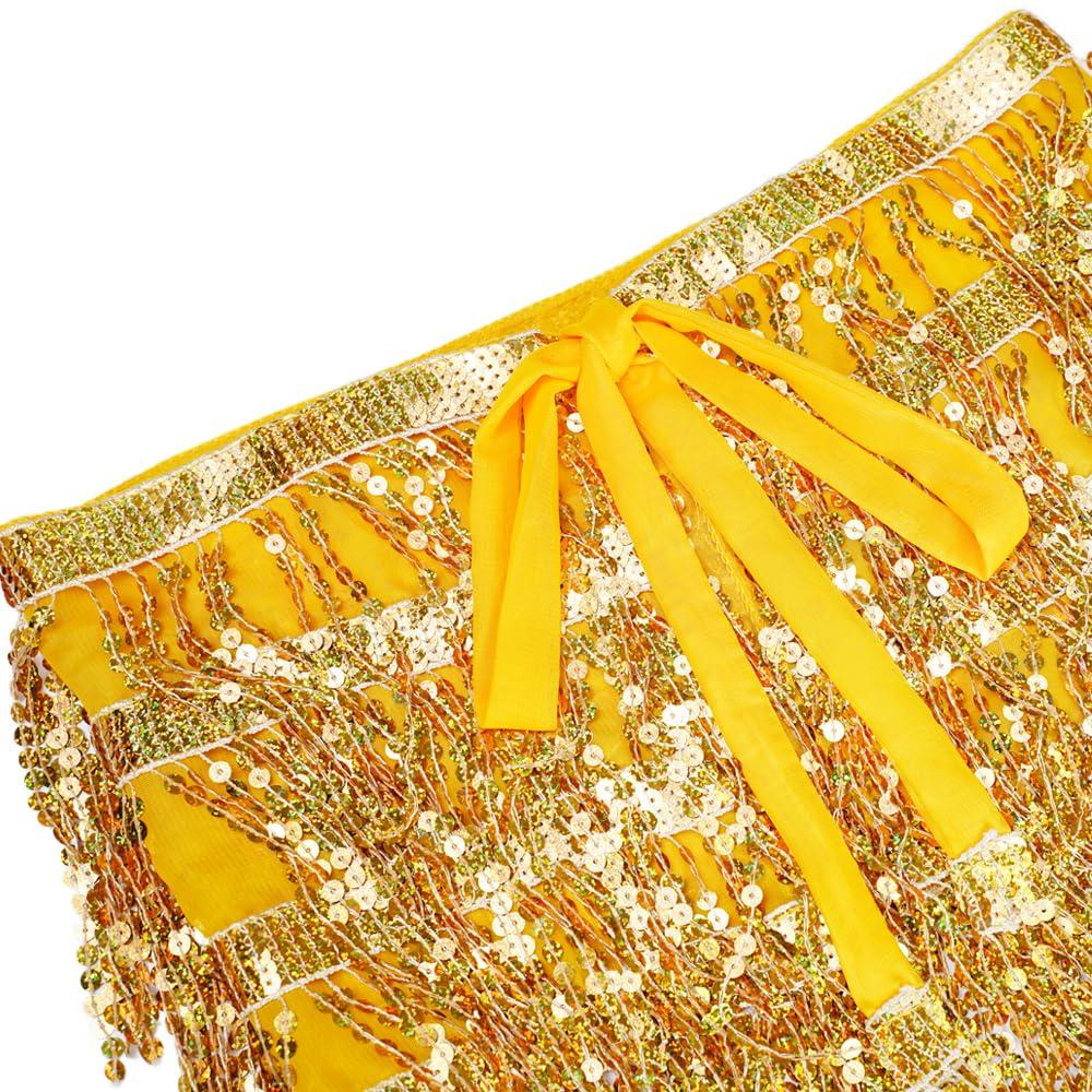 Women's Sequin Tassel Skirts Rave Fringe Hip Scarf for Festival - Image 5