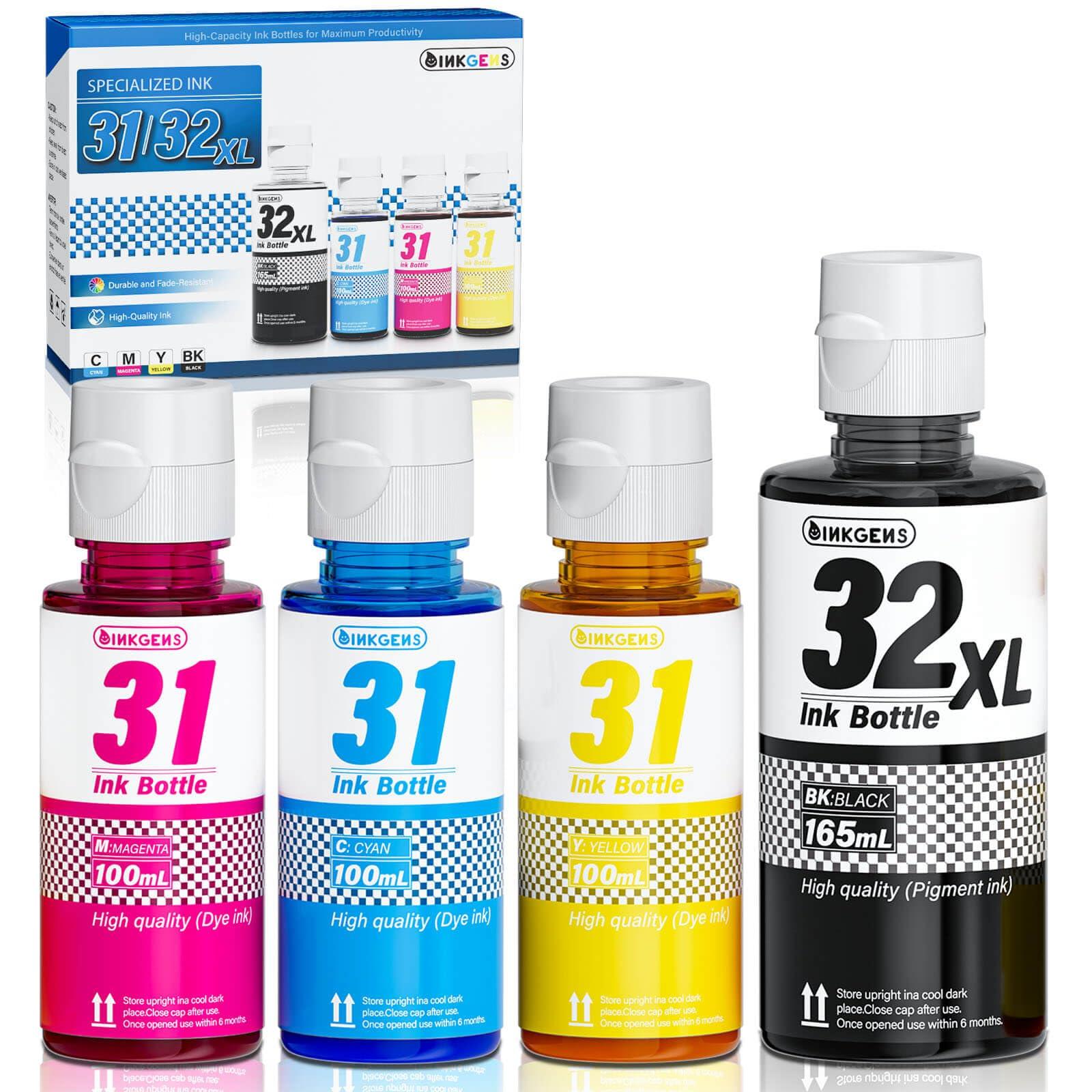 31 32XL Ink Bottle Set Refill for HP Smart Tank 5000 7301 651 7001 7602 6001 551 5101 7300 5102 7302 7601 6002 5103 755 757 Printer, Black CMY