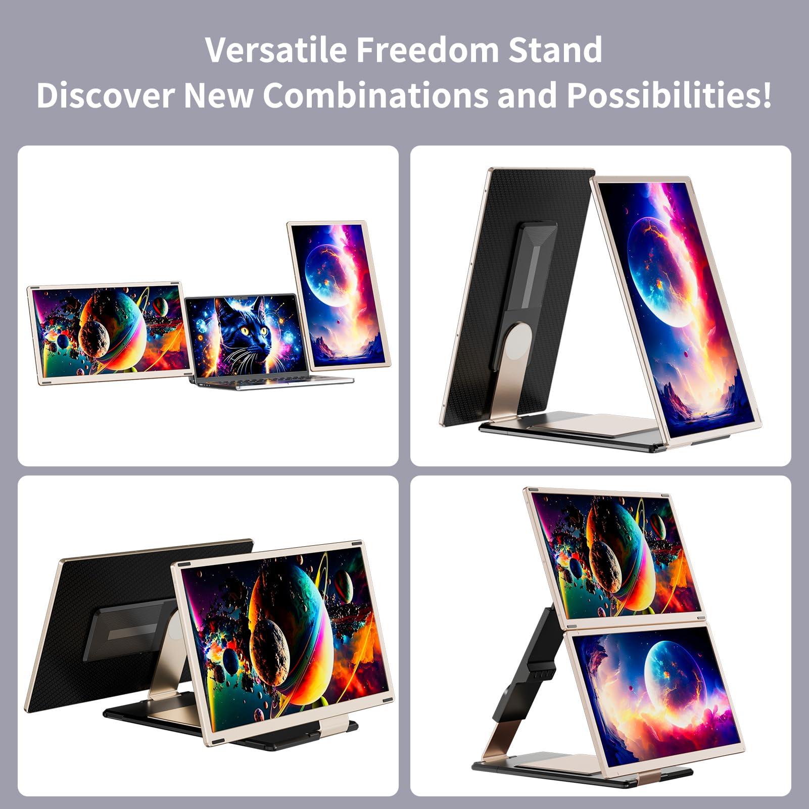 S6 Laptop Screen Extender Monitor Portable, 15.6'' Dual Screen Monitor for Laptop Plug and Play, FHD 1080P IPS Multi Triple Monitor for 13''-17'' Laptops Compatible with Mac/Wins/Android/Dex - Image 6