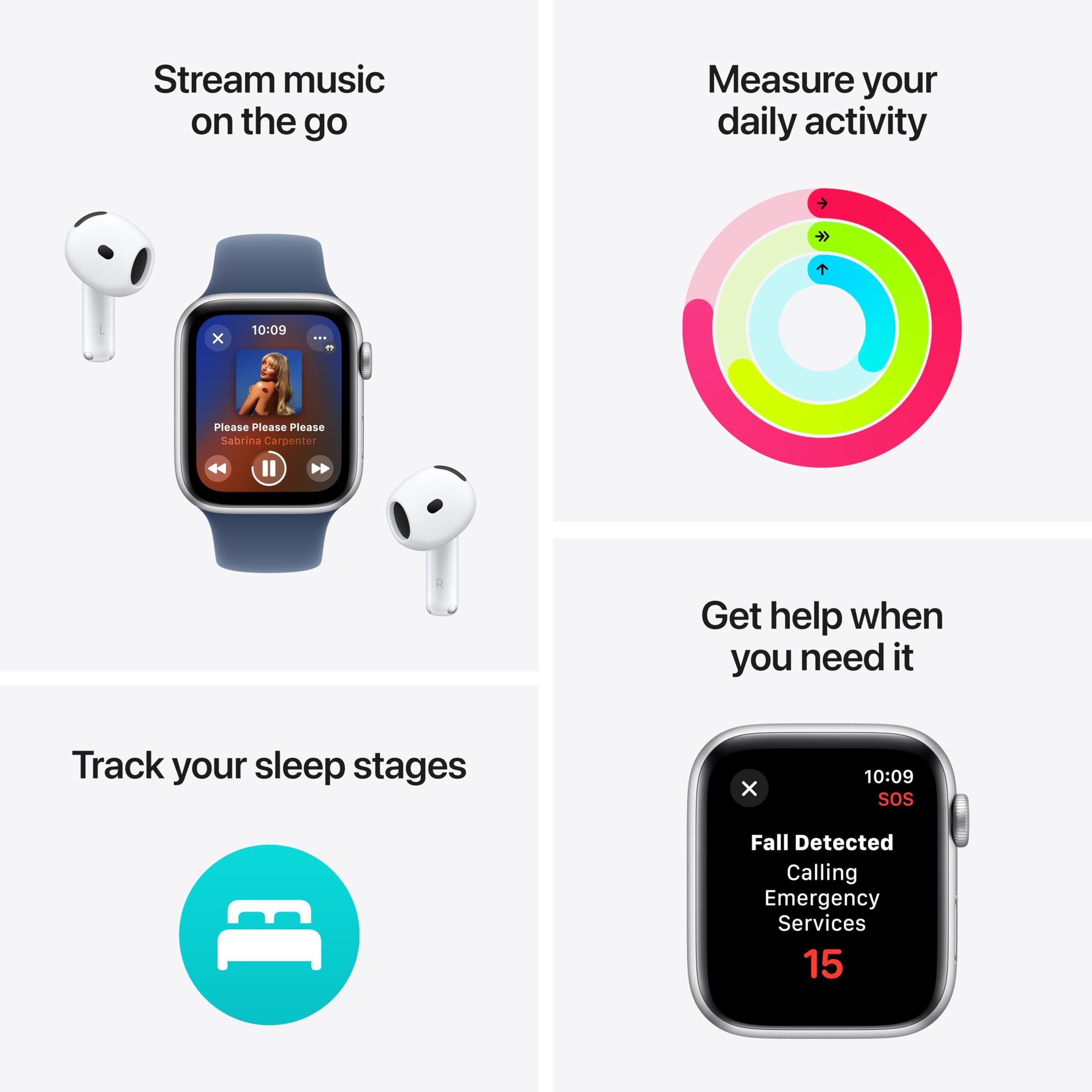 Apple Watch SE (2nd Gen) [GPS 40mm] Smartwatch with Starlight Aluminum Case with Starlight Sport Band S/M. Fitness & Sleep Tracker, Crash Detection, Heart Rate Monitor - Image 3