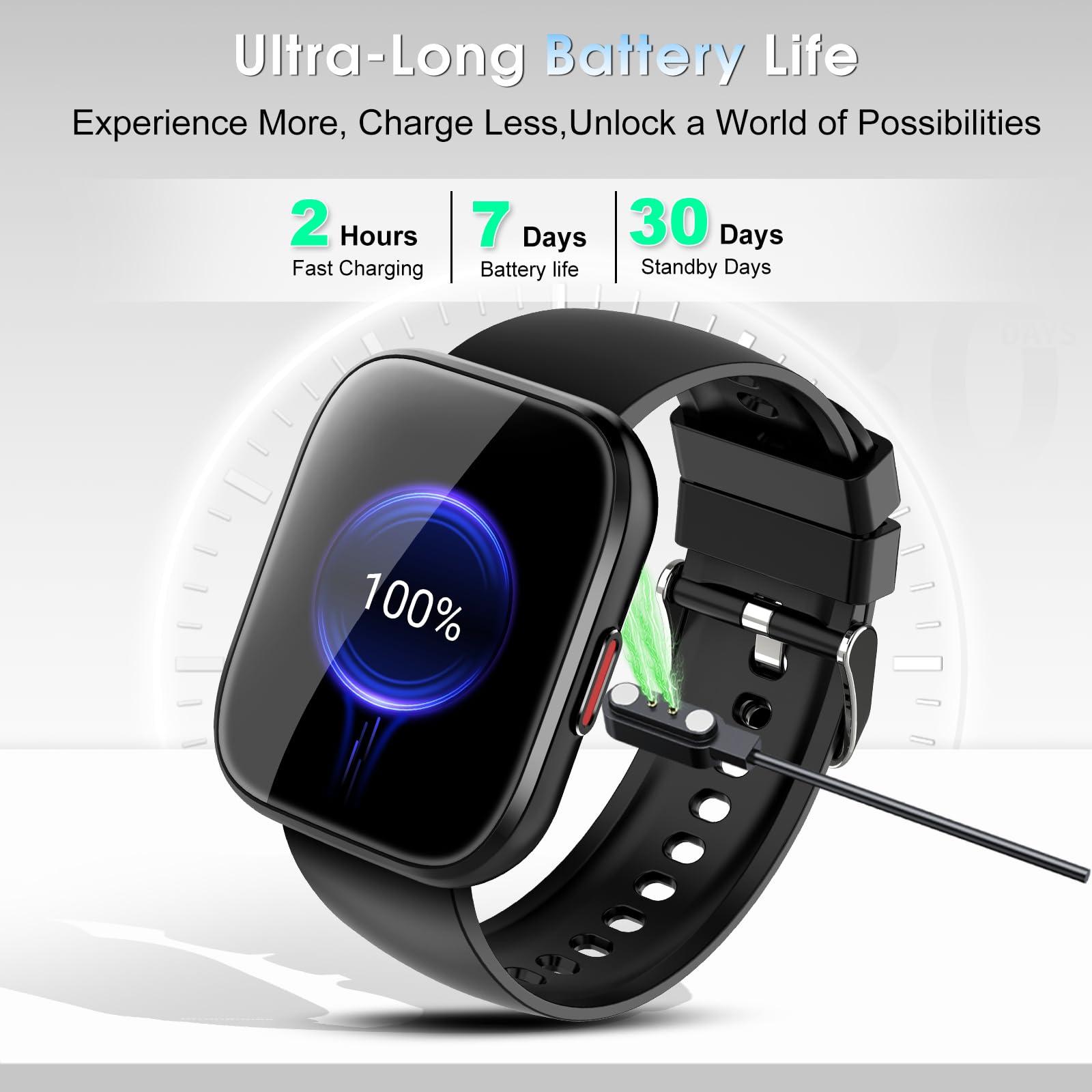 Smart Watch for Men Women Bluetooth Call, 1.85" HD Touch Screen Fitness Watch with Sleep Heart Rate Monitor, 112+ Sports Modes, IP68 Waterproof Activity Trackers for Android iOS, Black - Image 7